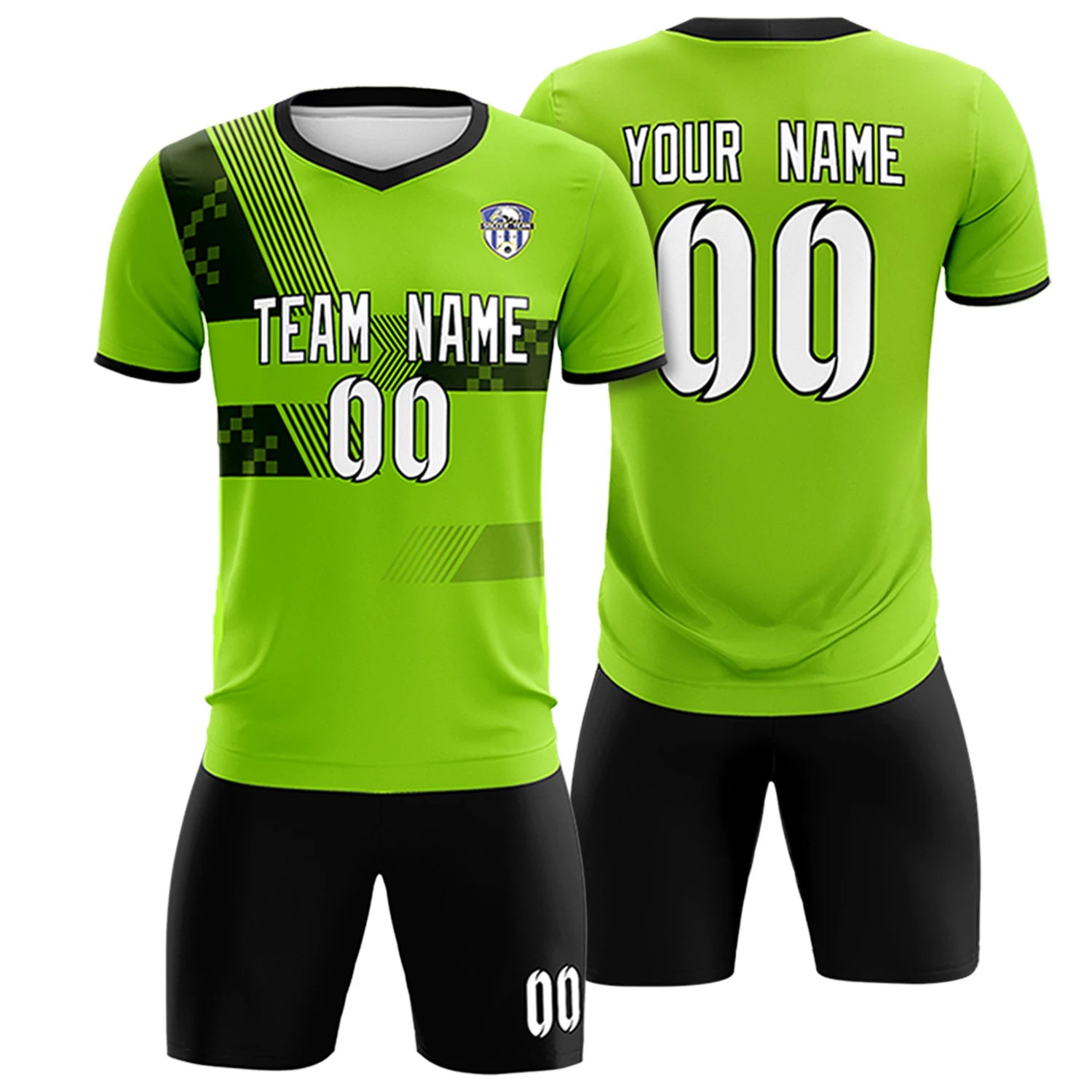 Custom Neon Green Black Training Uniform For Men Soccer Sets Jersey