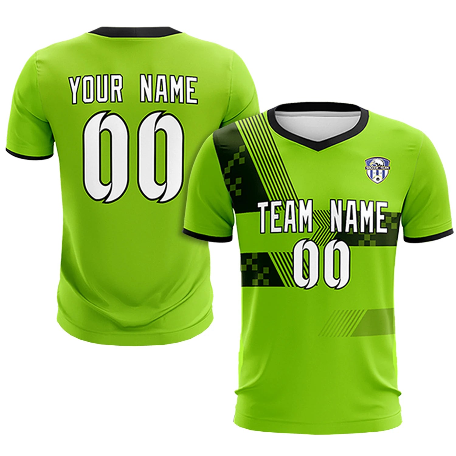 Custom Neon Green Black Training Uniform For Men Soccer Sets Jersey