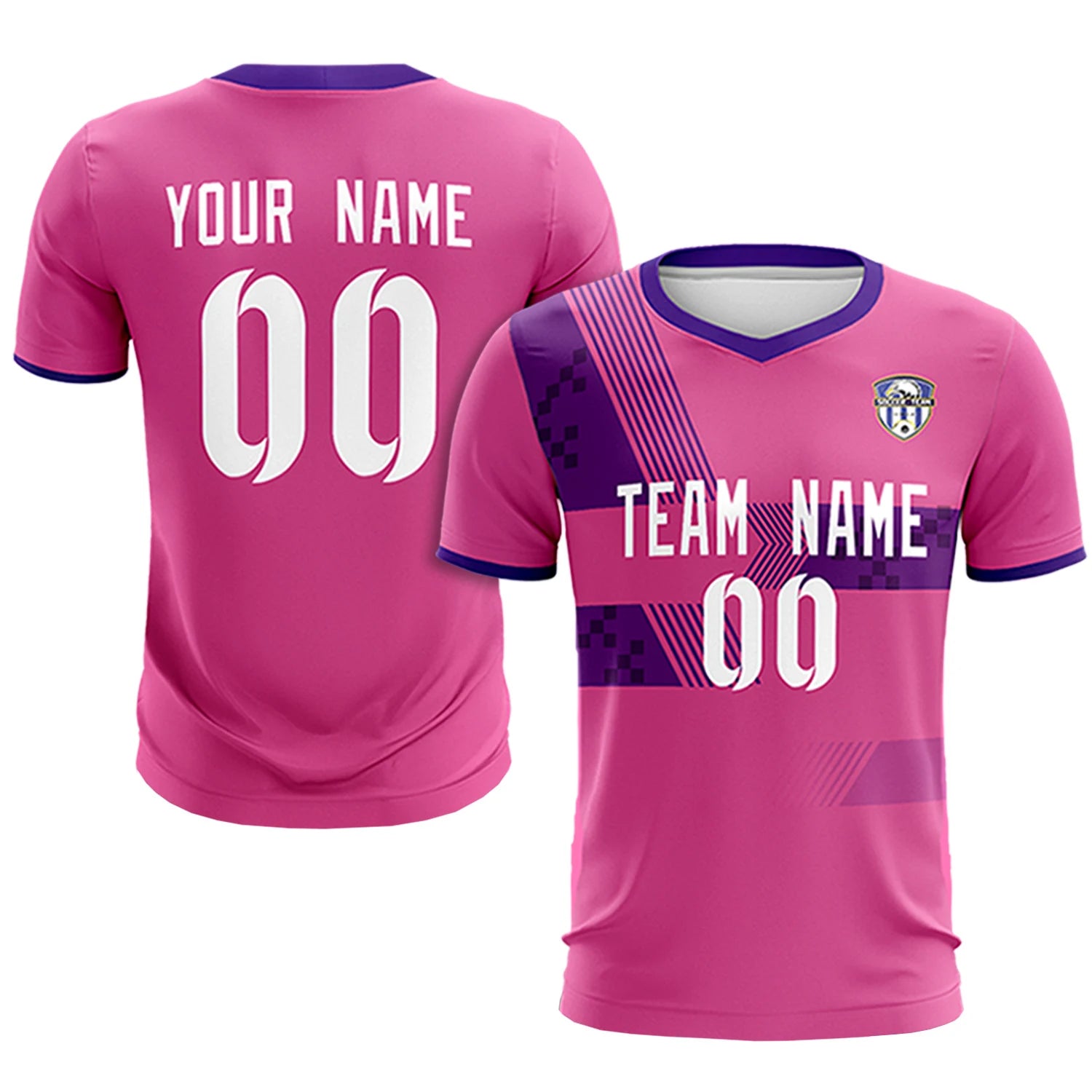 Custom Pink Purple Training Uniform For Men Soccer Sets Jersey