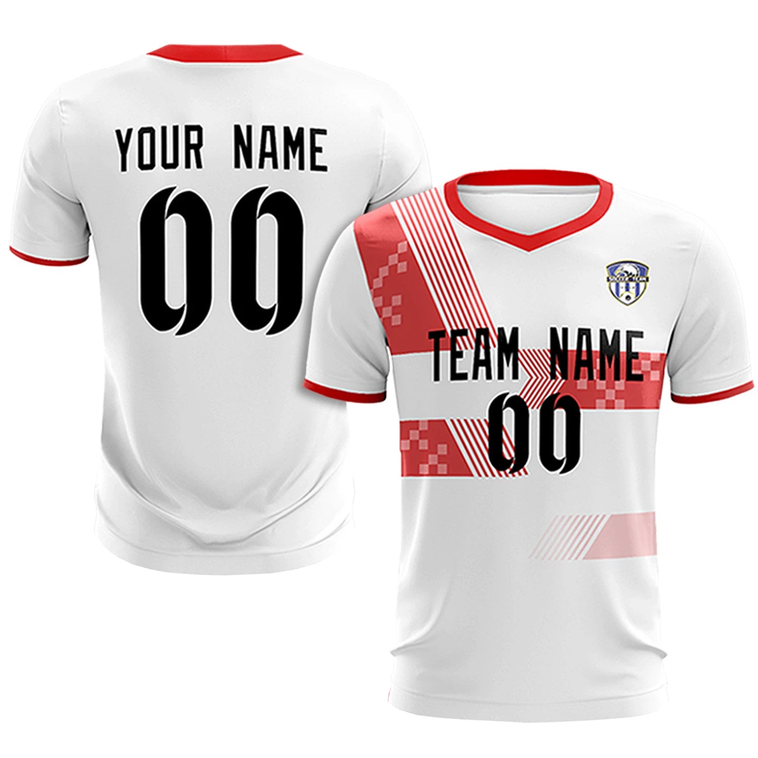Custom White Red Training Uniform For Men Soccer Sets Jersey