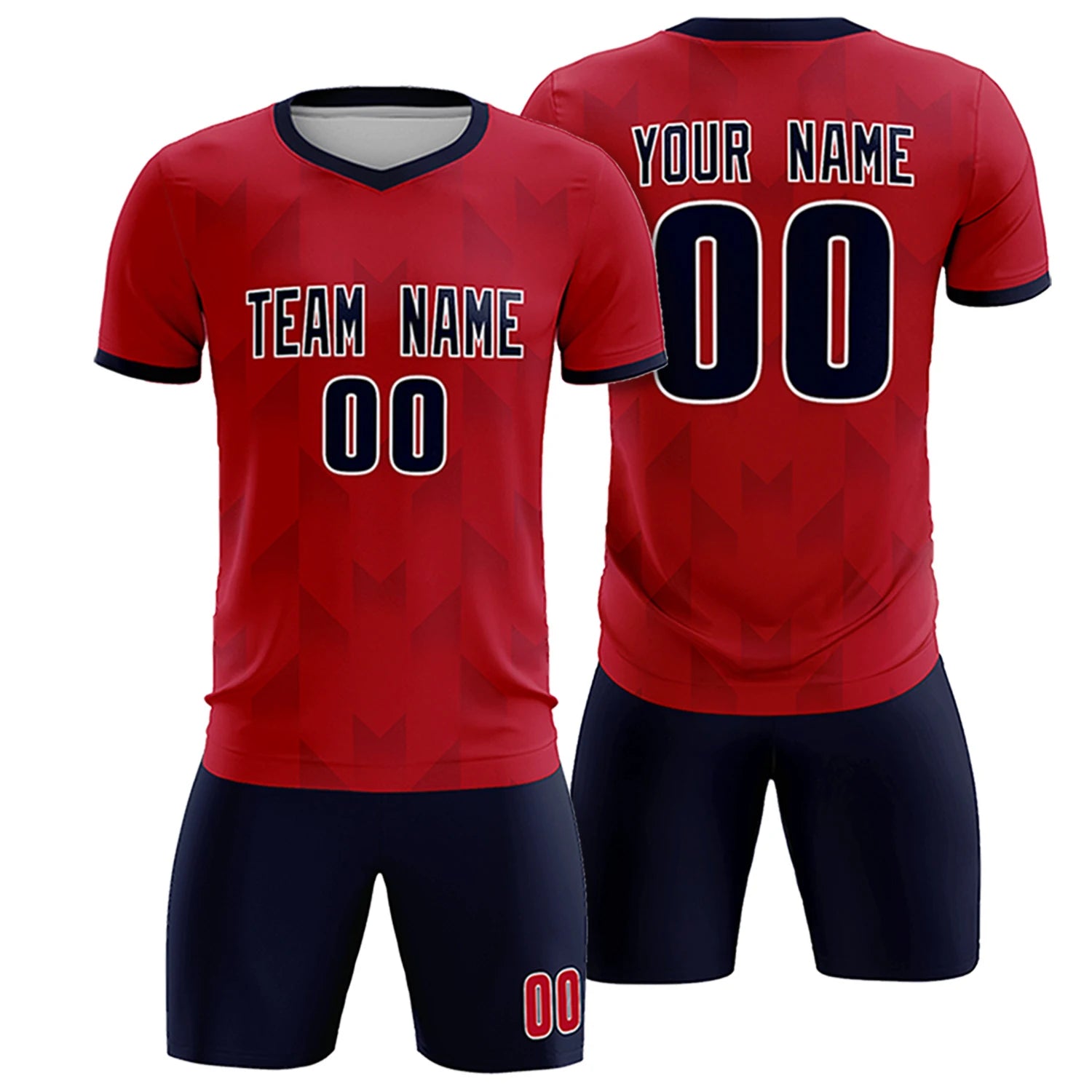 Custom Red Navy Men Uniform Soccer Sets Jersey