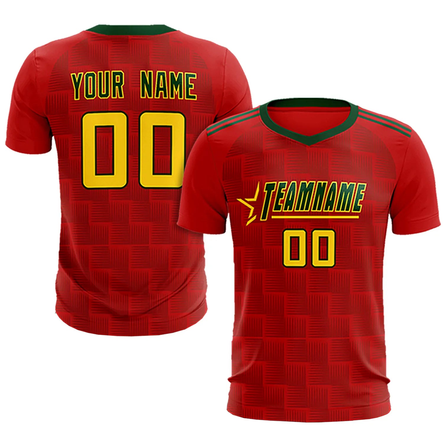 Custom Red Green Casual Outdoor Soccer Sets Jersey