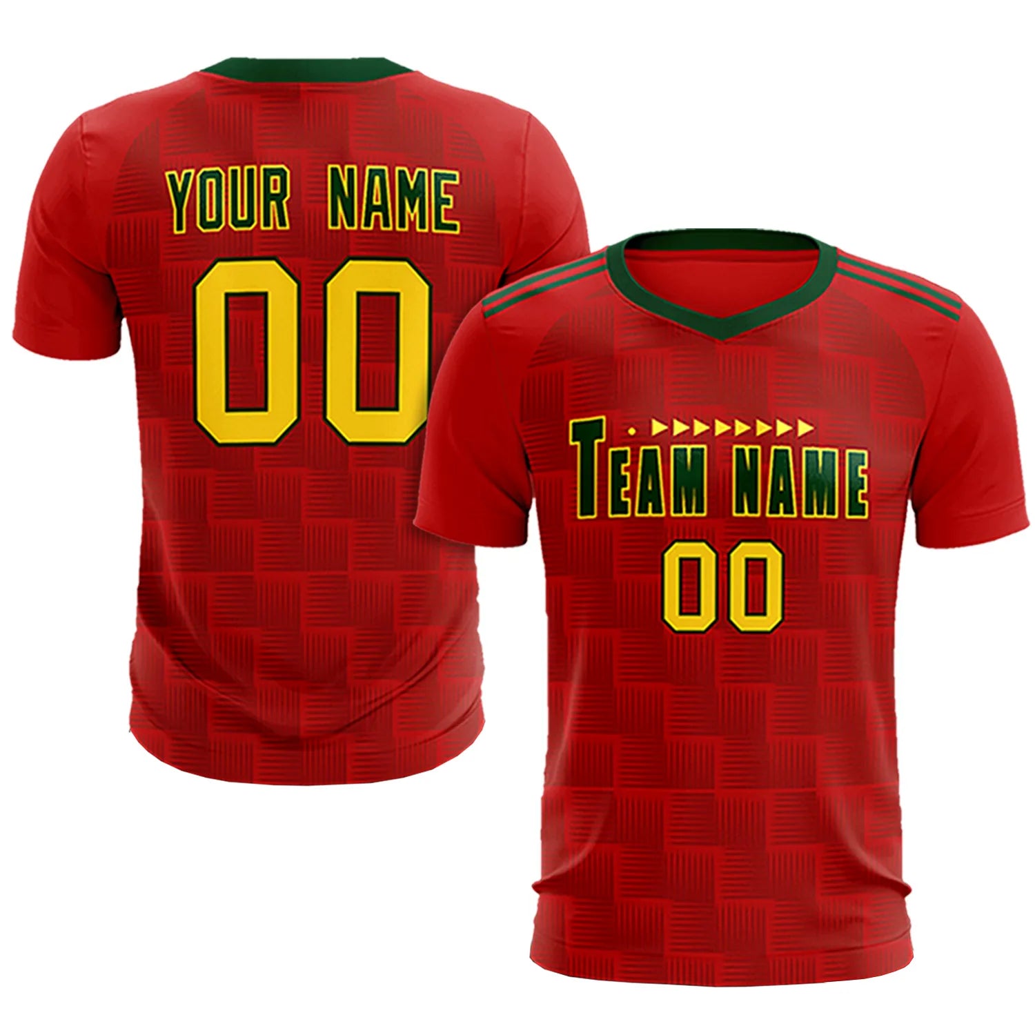 Custom Red Green Casual Outdoor Soccer Sets Jersey