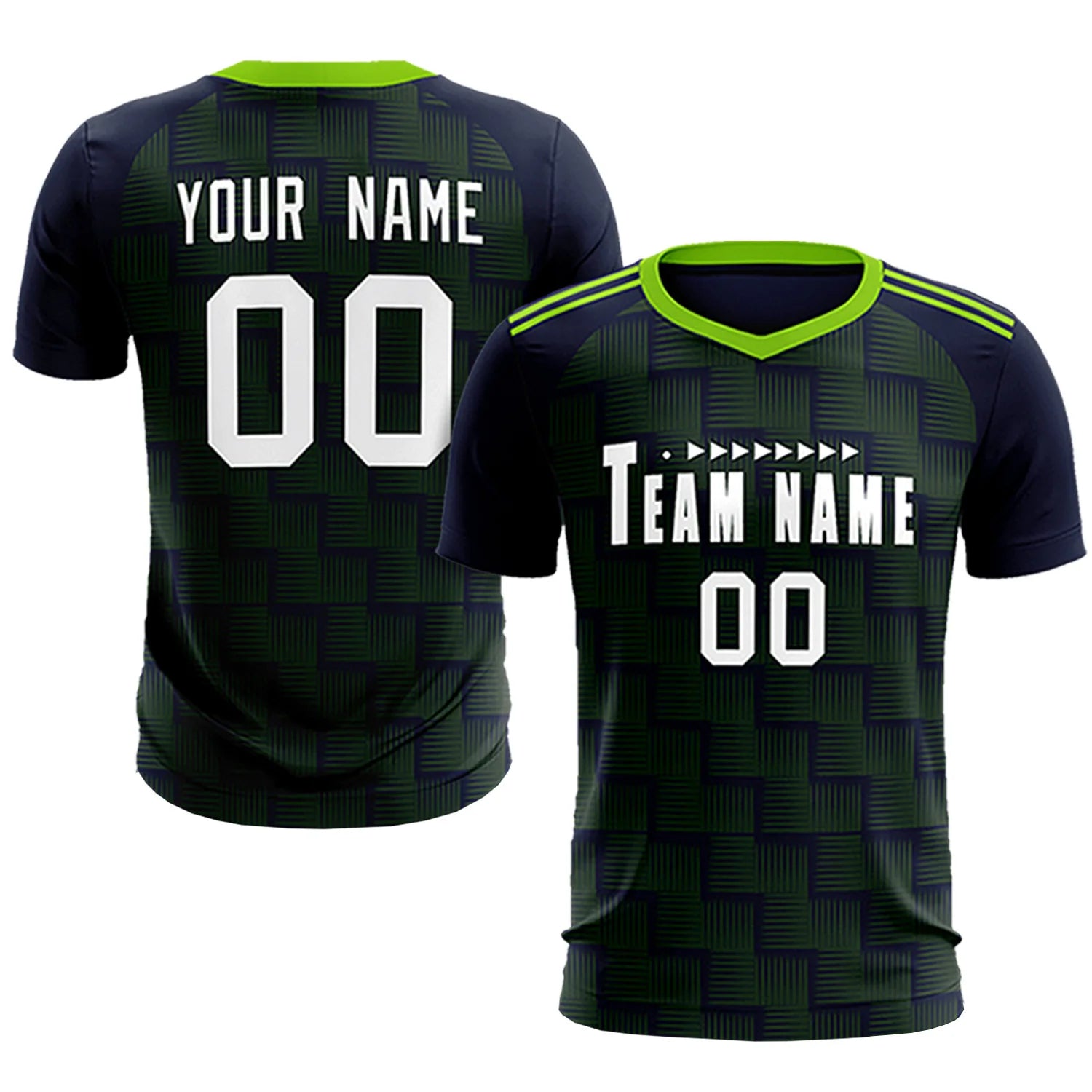 Custom Navy Neon Green Casual Outdoor Soccer Sets Jersey