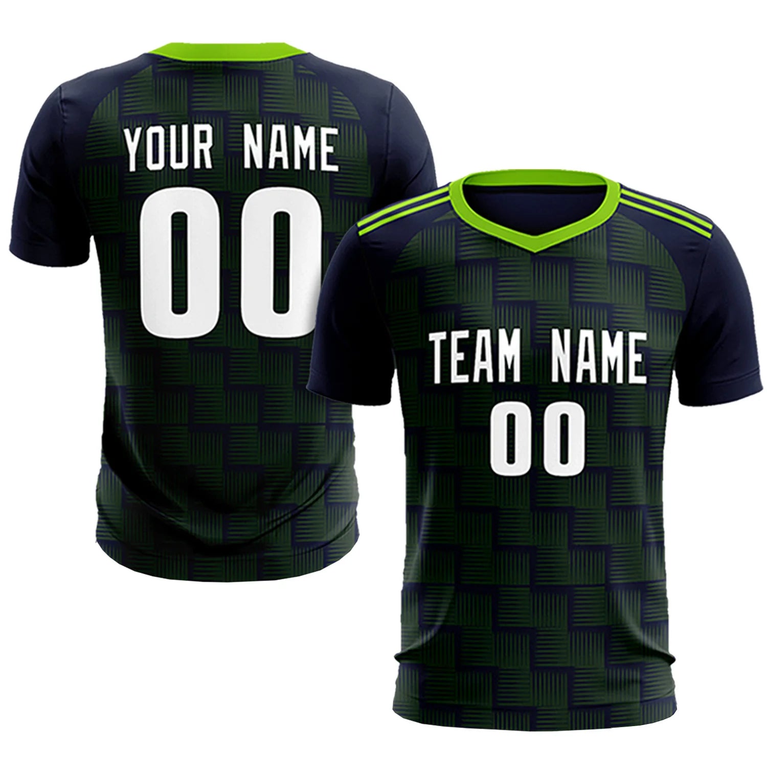 Custom Navy Neon Green Casual Outdoor Soccer Sets Jersey