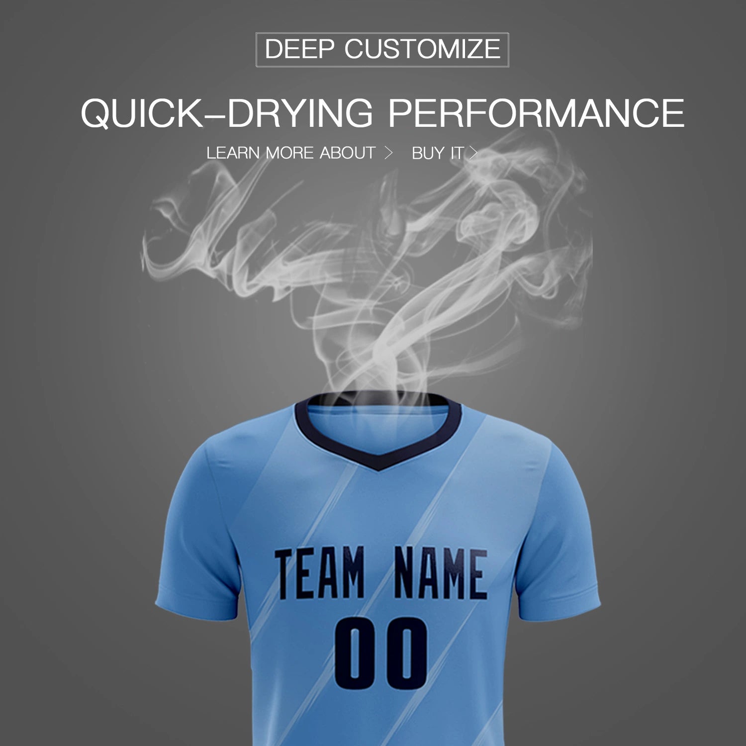 Custom Light Blue Navy Printing Sportswear Soccer Sets Jersey