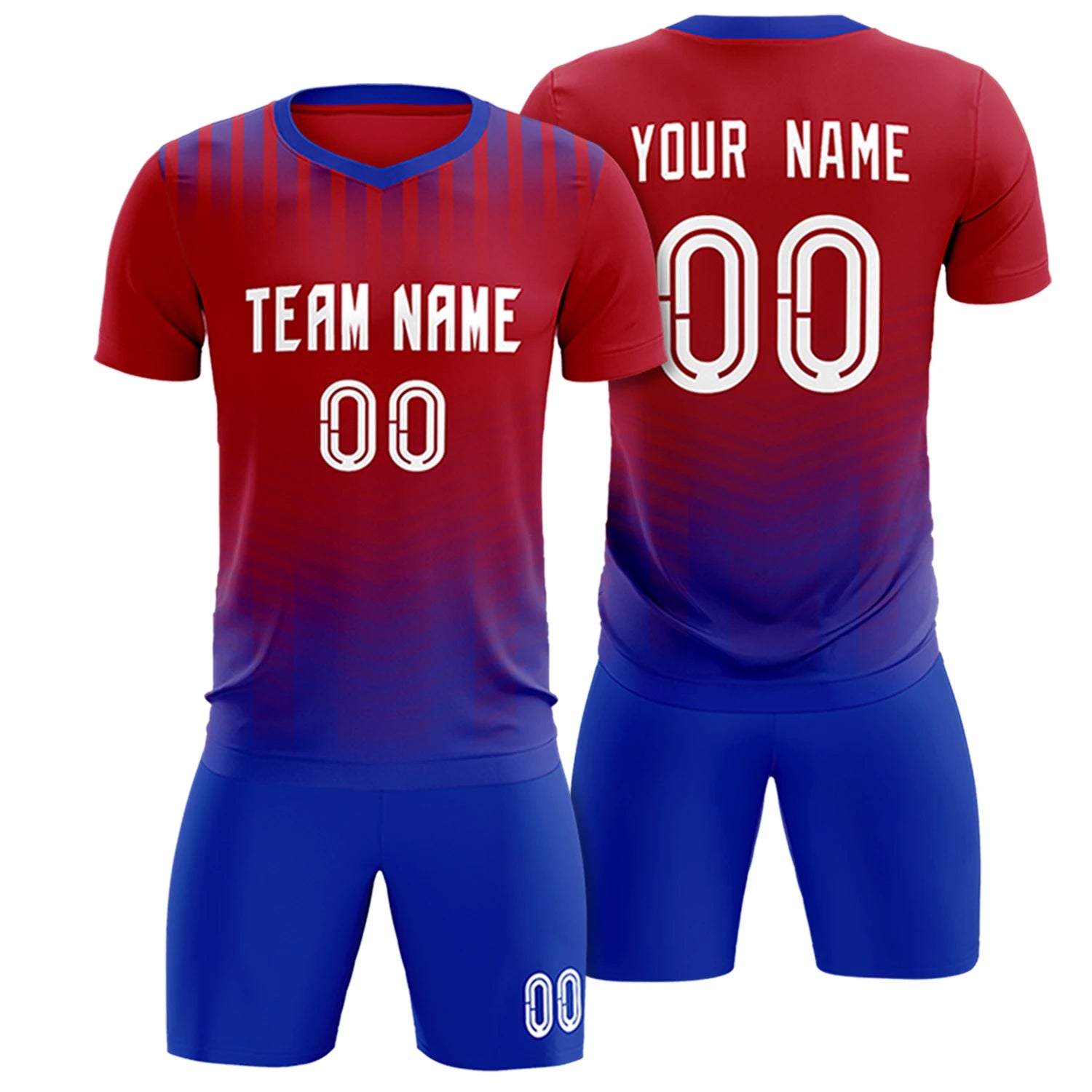 Custom Red Royal Blue Soft Training Uniform Soccer Sets Jersey