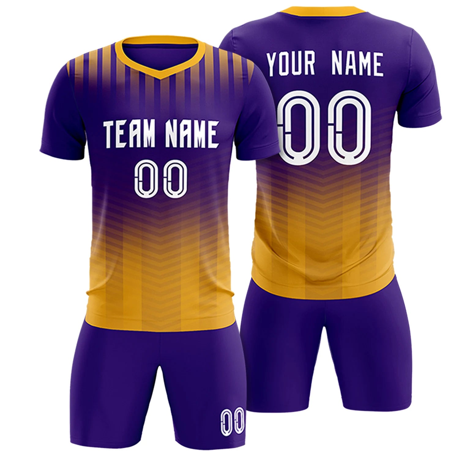 Custom Purple Yellow Soft Training Uniform Soccer Sets Jersey