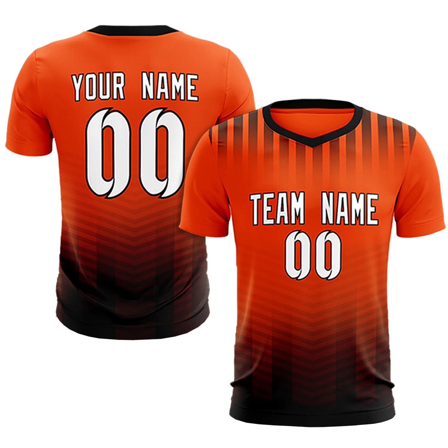 Custom Orange Black Soft Training Uniform Soccer Sets Jersey