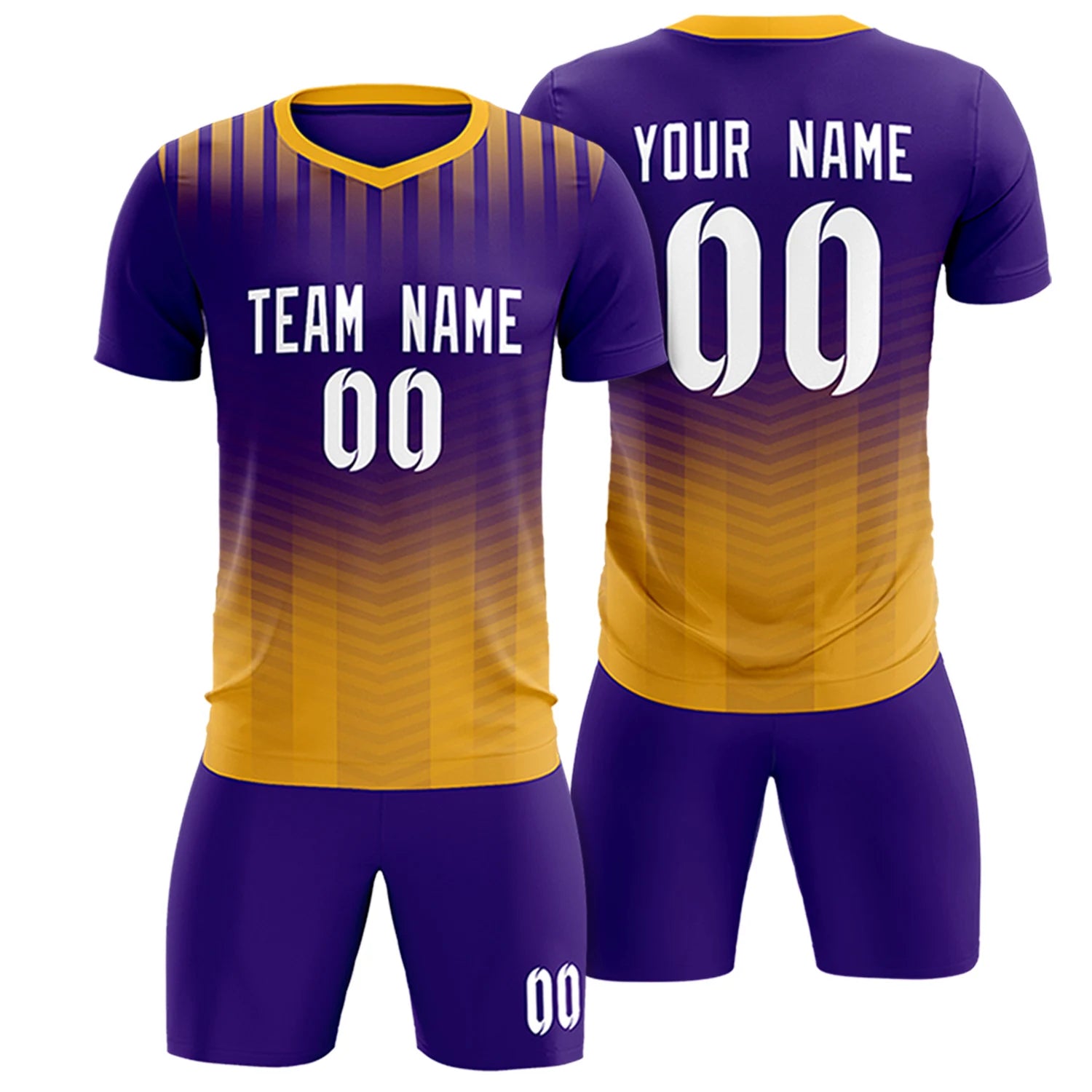 Custom Purple Yellow Soft Training Uniform Soccer Sets Jersey