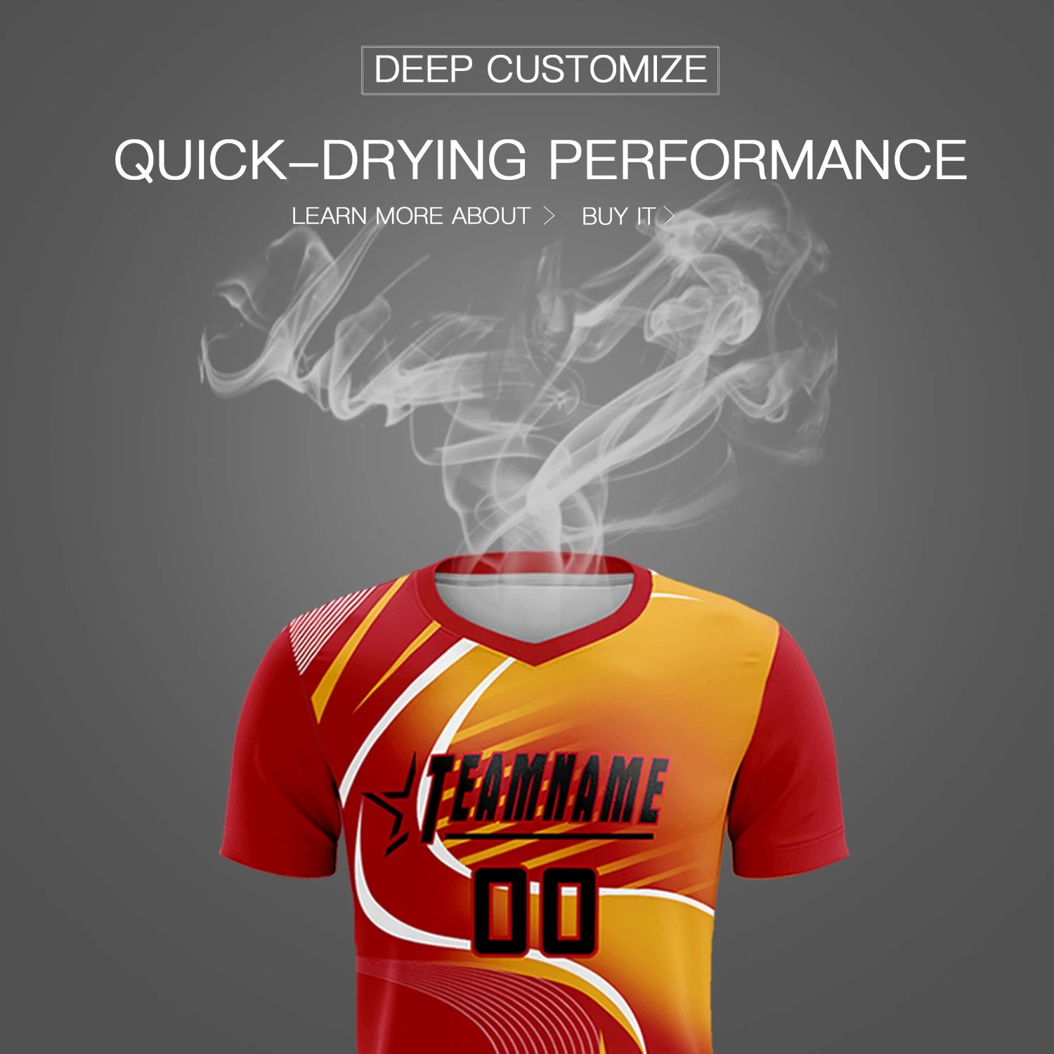 Custom Red White-Yellow Casual Printing Sportswear Soccer Sets Jersey