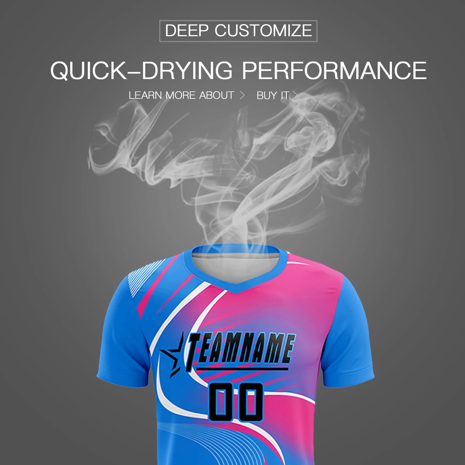 Custom Powder Blue White-Pink Casual Printing Sportswear Soccer Sets Jersey