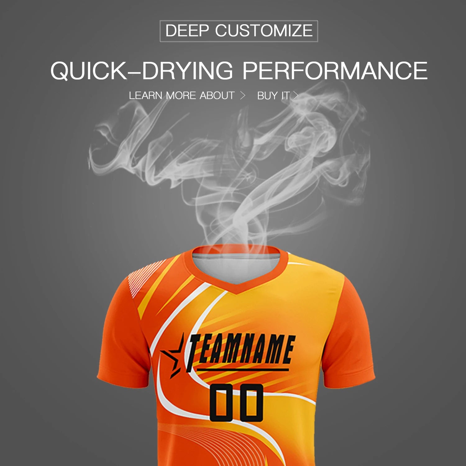 Custom Orange White-Yellow Casual Printing Sportswear Soccer Sets Jersey
