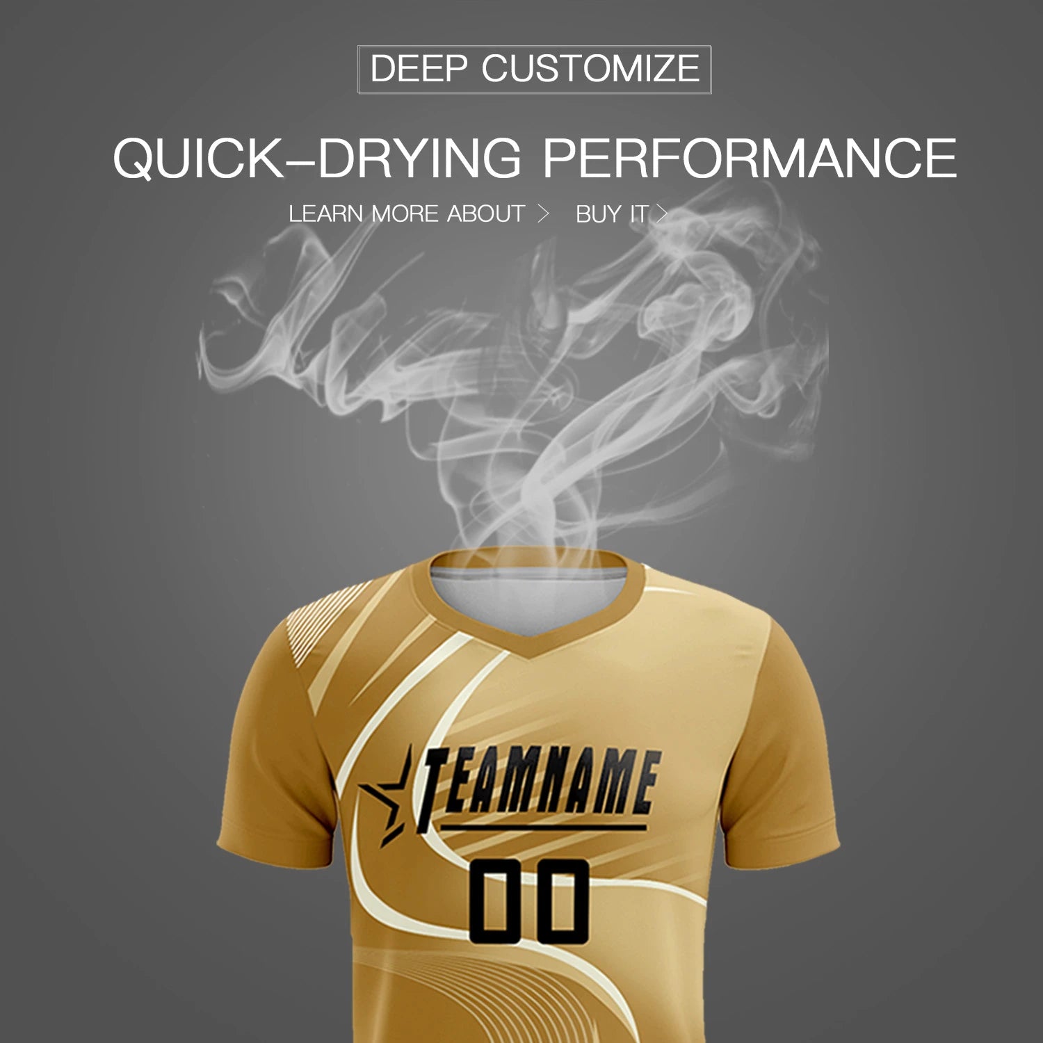 Custom Old Gold Khaki-Khaki Casual Printing Sportswear Soccer Sets Jersey