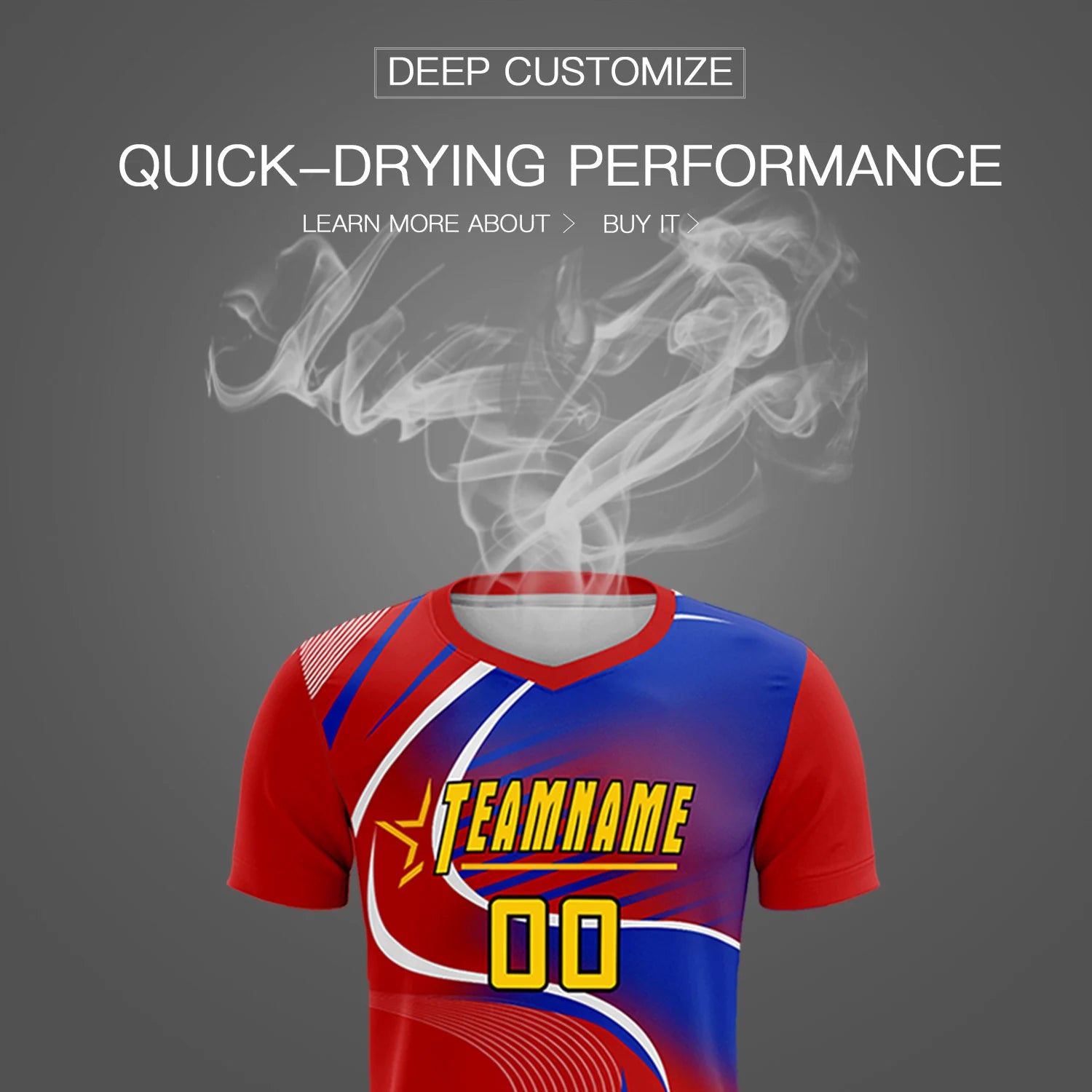 Custom Red White-Royal Blue Casual Printing Sportswear Soccer Sets Jersey