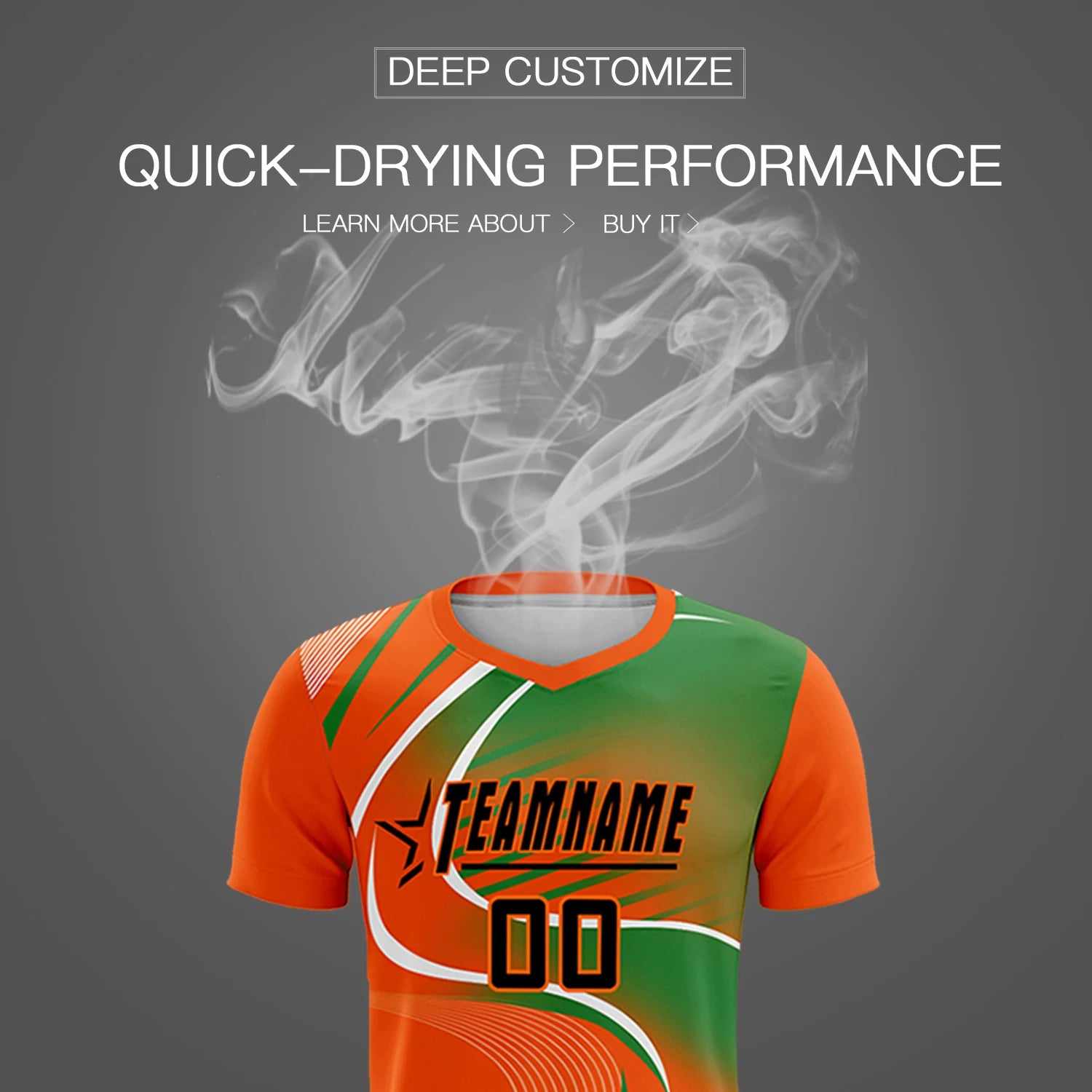 Custom Orange White-Kelly Green Casual Printing Sportswear Soccer Sets Jersey