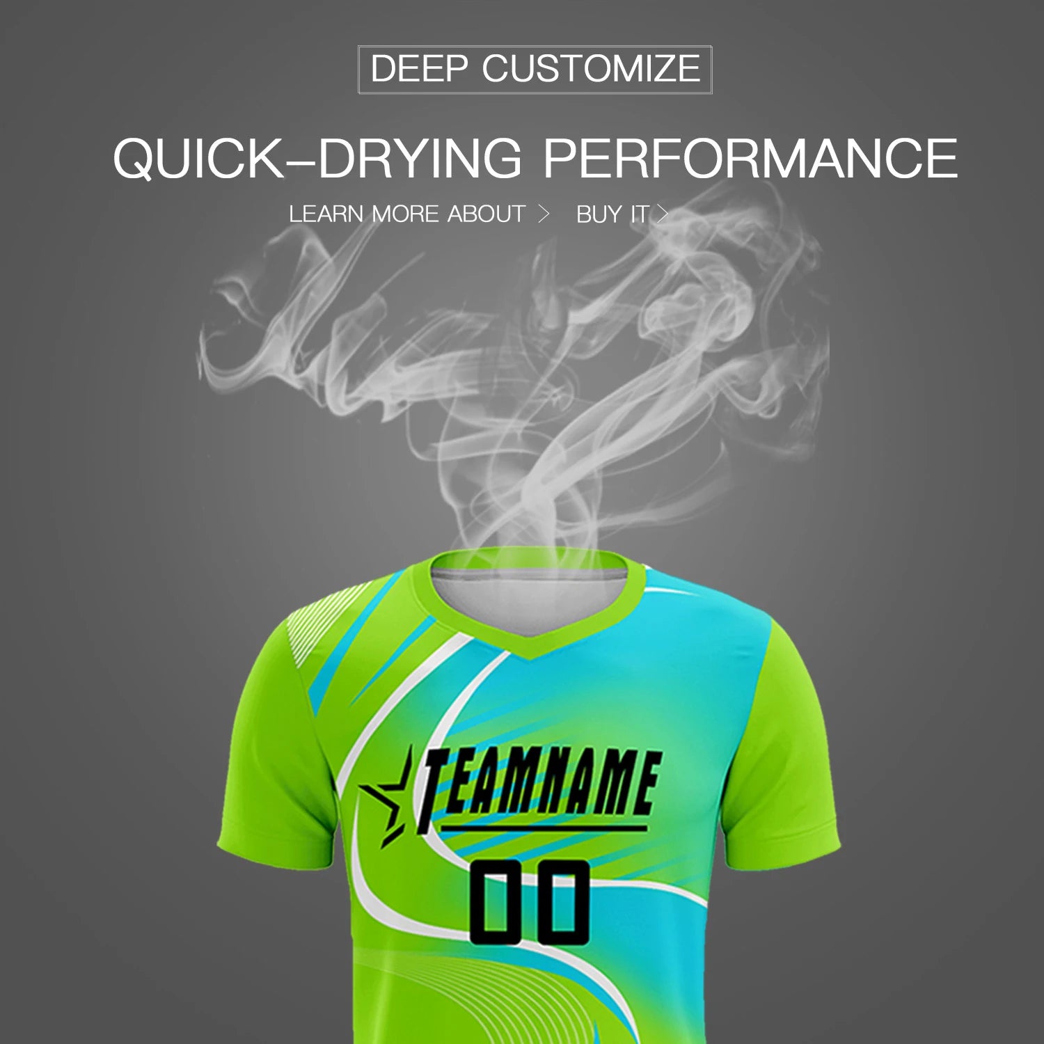 Custom Neon Green White-Sky Blue Casual Printing Sportswear Soccer Sets Jersey