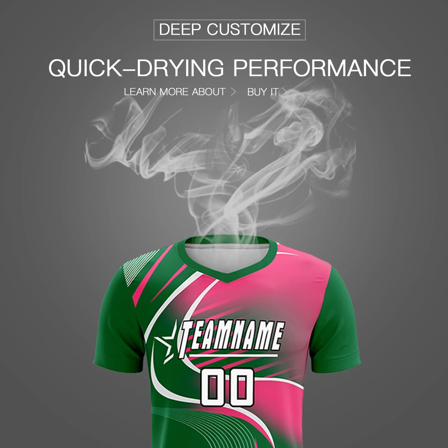 Custom Kelly Green White-Pink Casual Printing Sportswear Soccer Sets Jersey