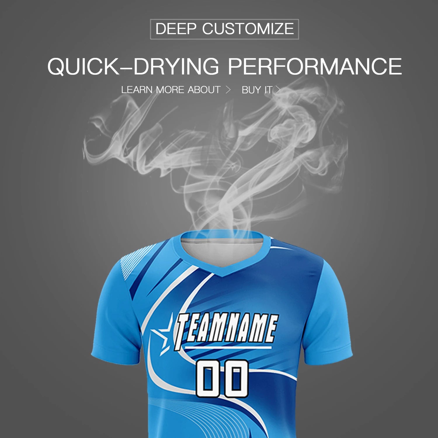 Custom Powder Blue White-Navy Casual Printing Sportswear Soccer Sets Jersey