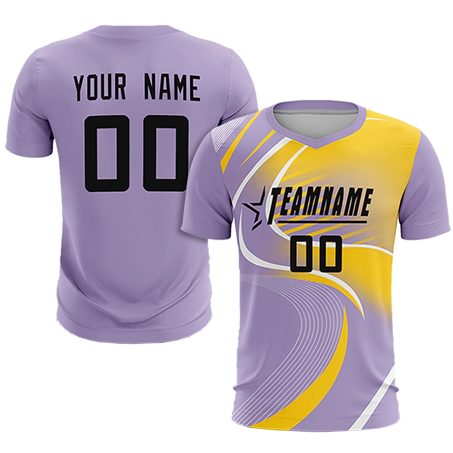 Custom Light Purple White-Gold01 Casual Printing Sportswear Soccer Sets Jersey