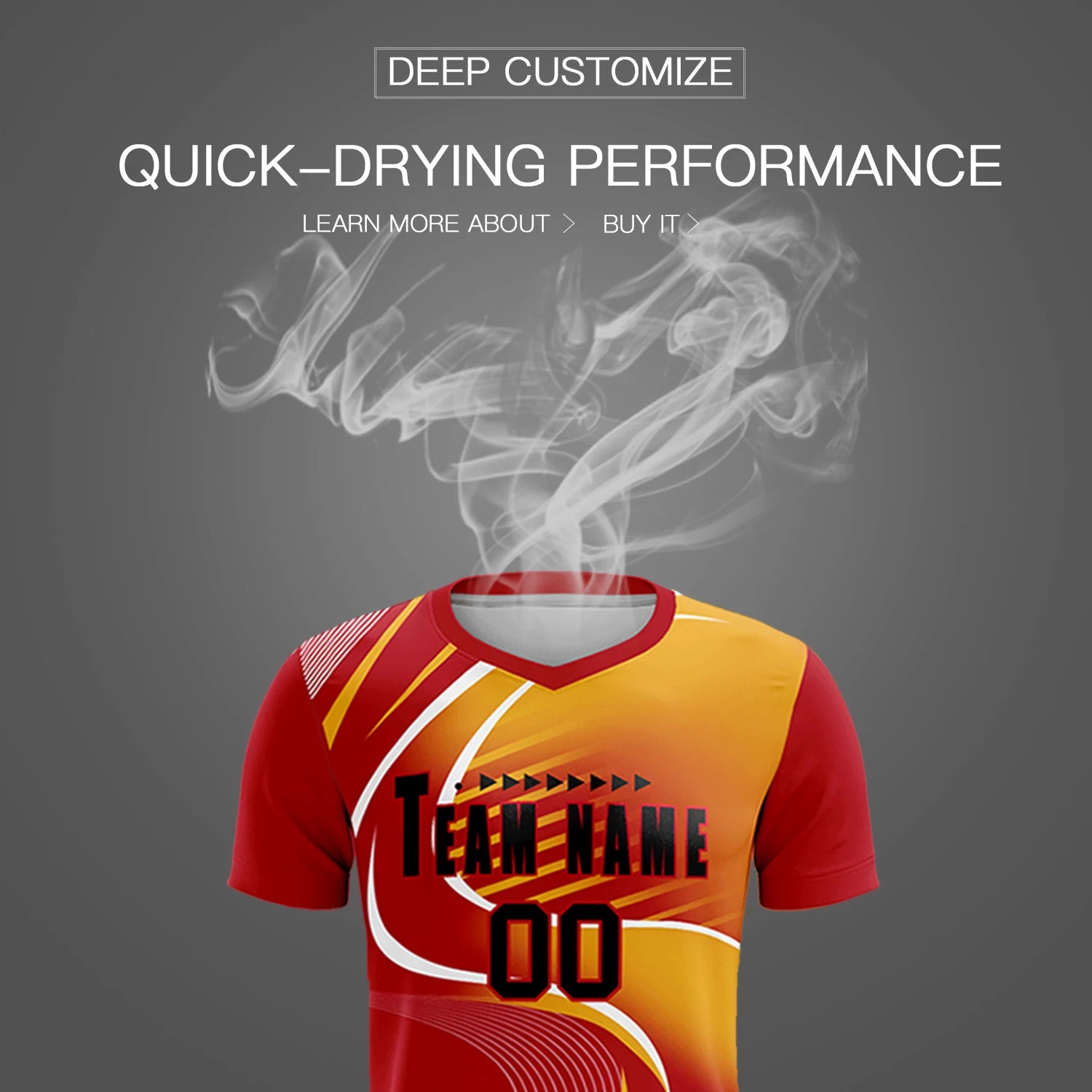 Custom Red White-Yellow Casual Printing Sportswear Soccer Sets Jersey