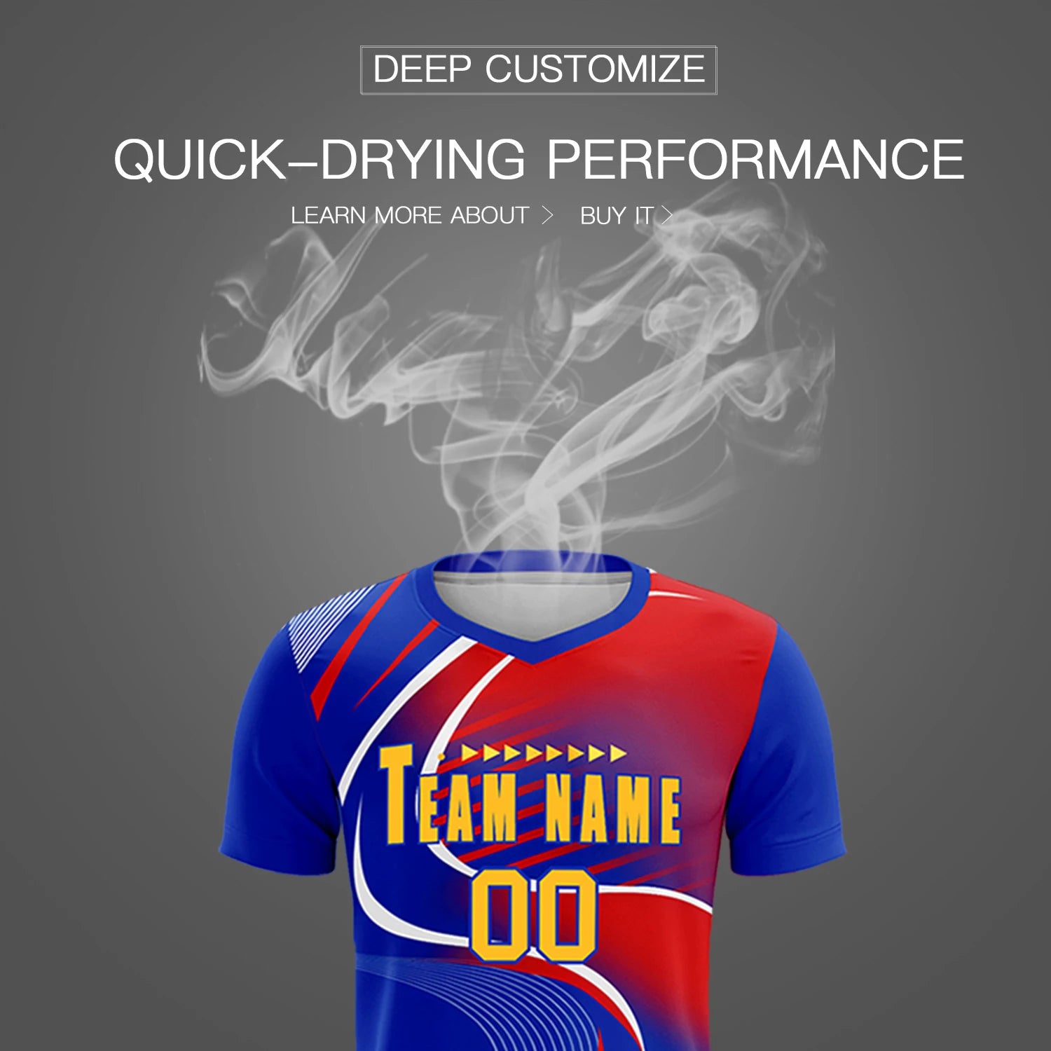 Custom Royal Blue White-Red Casual Printing Sportswear Soccer Sets Jersey