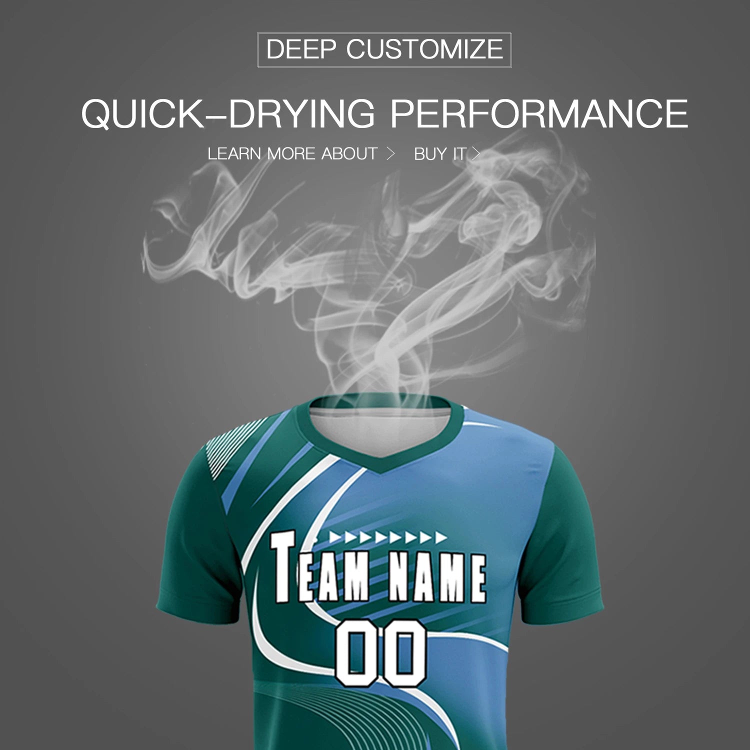 Custom Midnight Green White-Light Blue Casual Printing Sportswear Soccer Sets Jersey