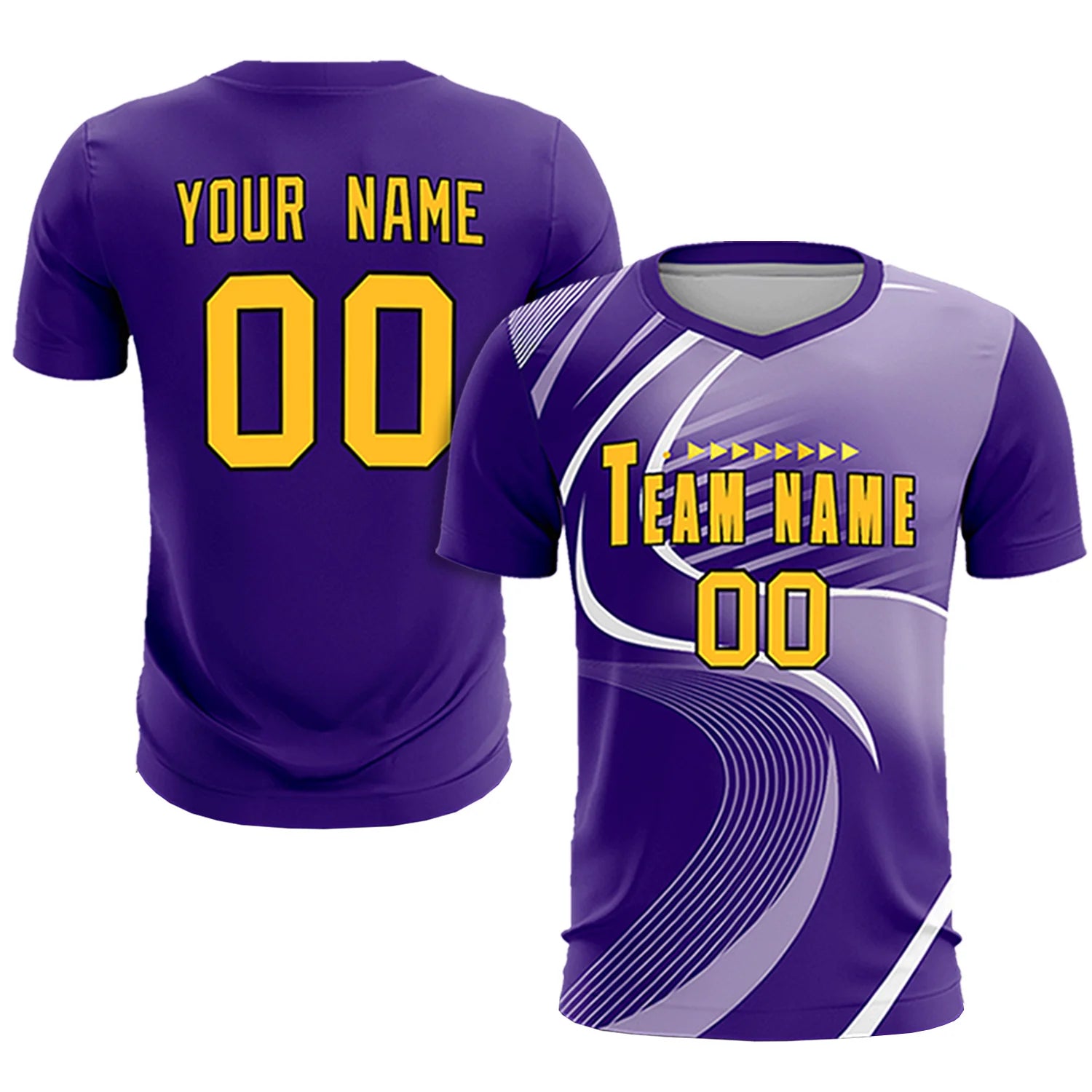 Custom Purple White-Light Purple Casual Printing Sportswear Soccer Sets Jersey