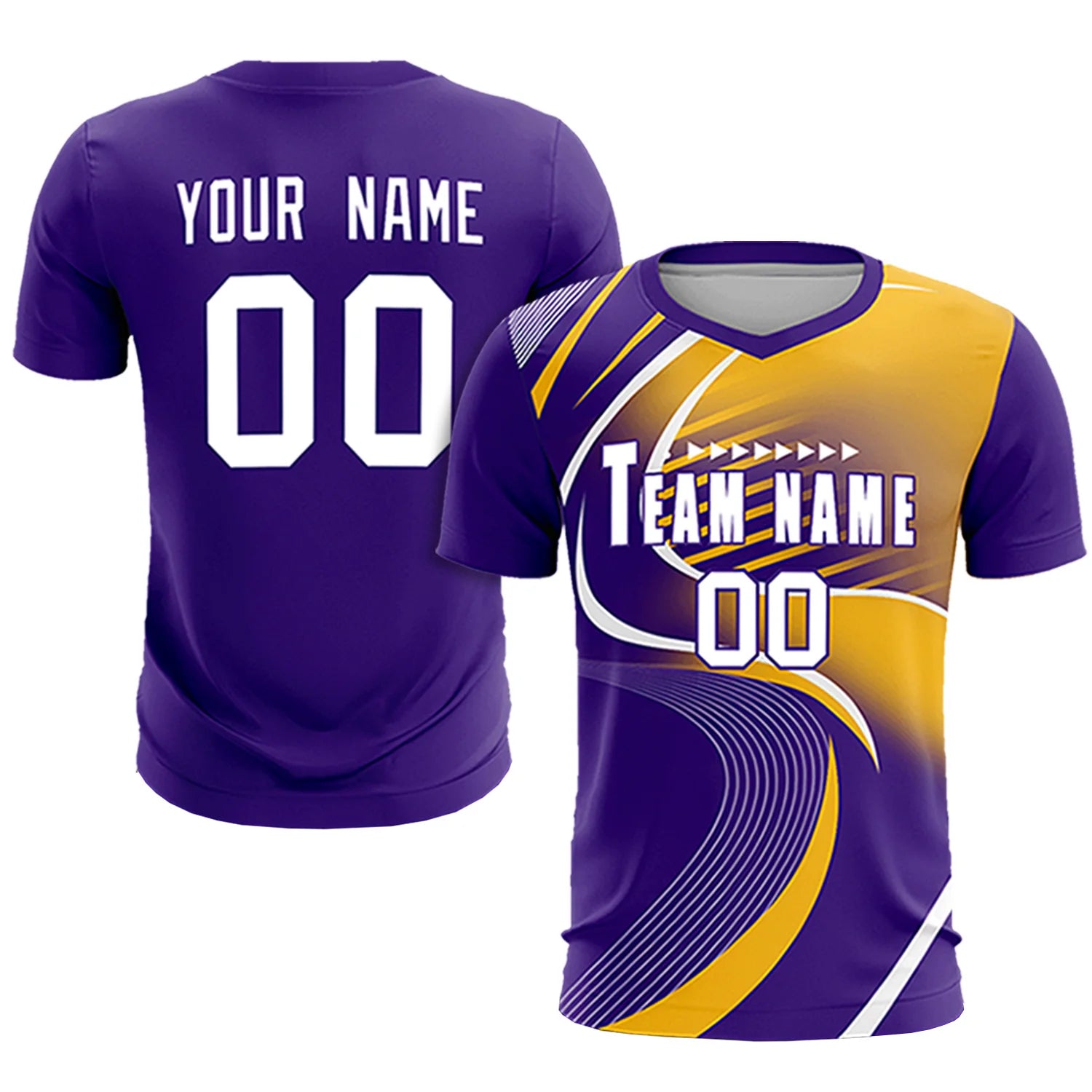 Custom Purple White-Gold01 Casual Printing Sportswear Soccer Sets Jersey