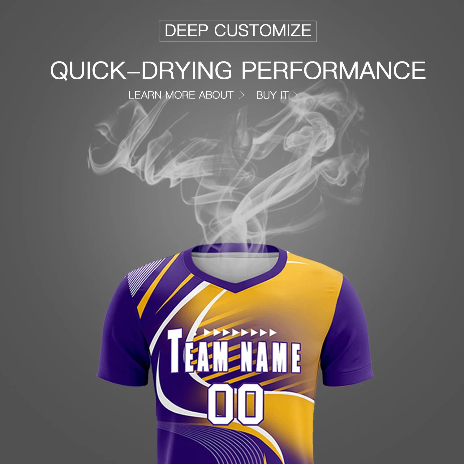 Custom Purple White-Gold01 Casual Printing Sportswear Soccer Sets Jersey