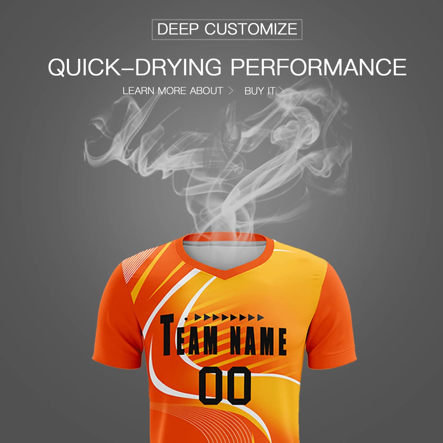Custom Orange White-Yellow Casual Printing Sportswear Soccer Sets Jersey