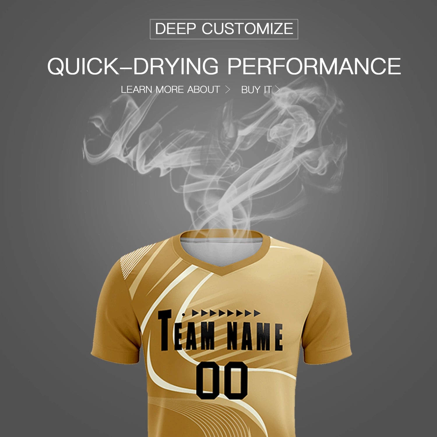 Custom Old Gold Khaki-Khaki Casual Printing Sportswear Soccer Sets Jersey