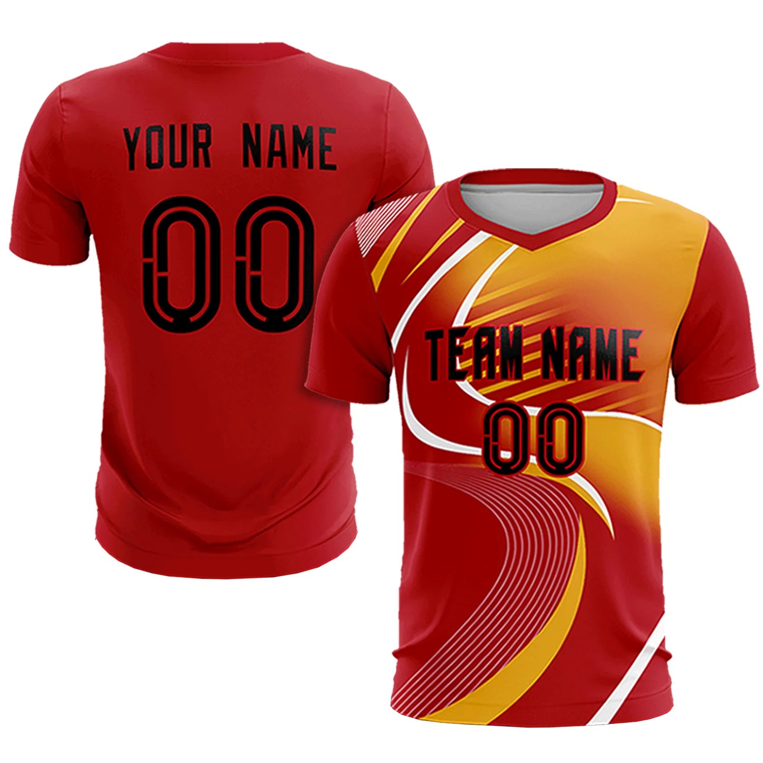 Custom Red White-Yellow Casual Printing Sportswear Soccer Sets Jersey