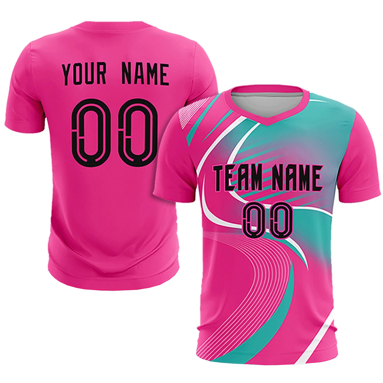 Custom Pink White-Bright Green Casual Printing Sportswear Soccer Sets Jersey
