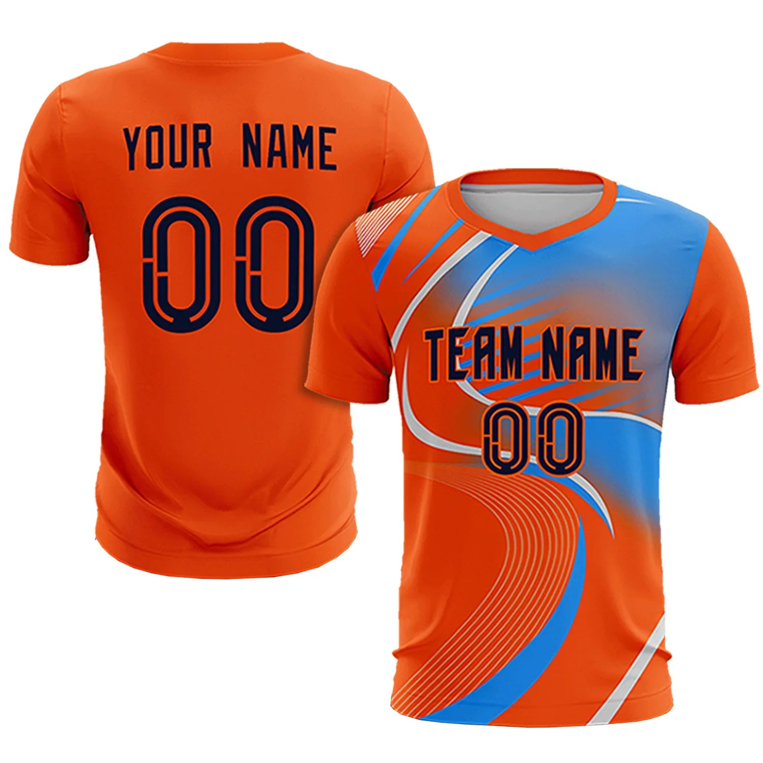 Custom Orange Gray-Light Blue Casual Printing Sportswear Soccer Sets Jersey
