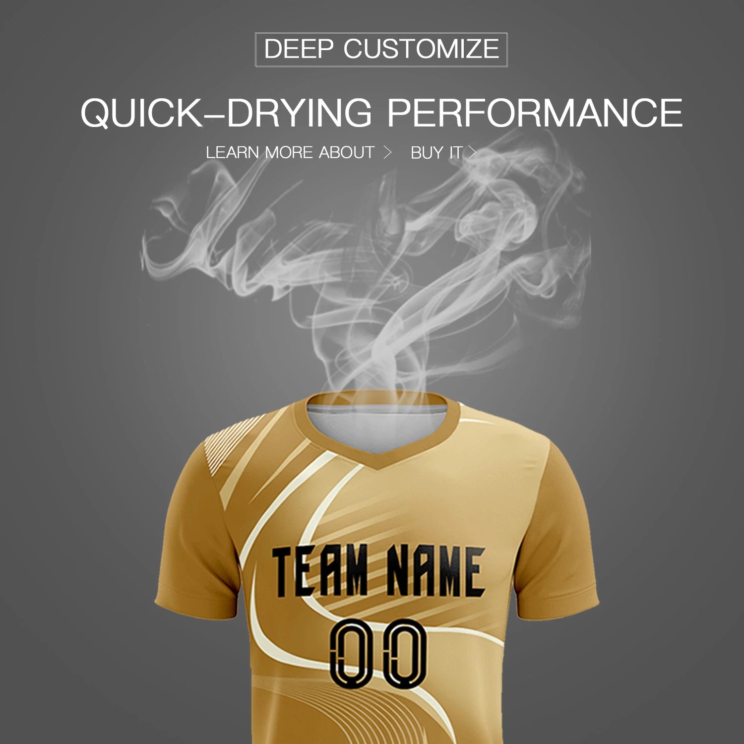 Custom Old Gold Khaki-Khaki Casual Printing Sportswear Soccer Sets Jersey