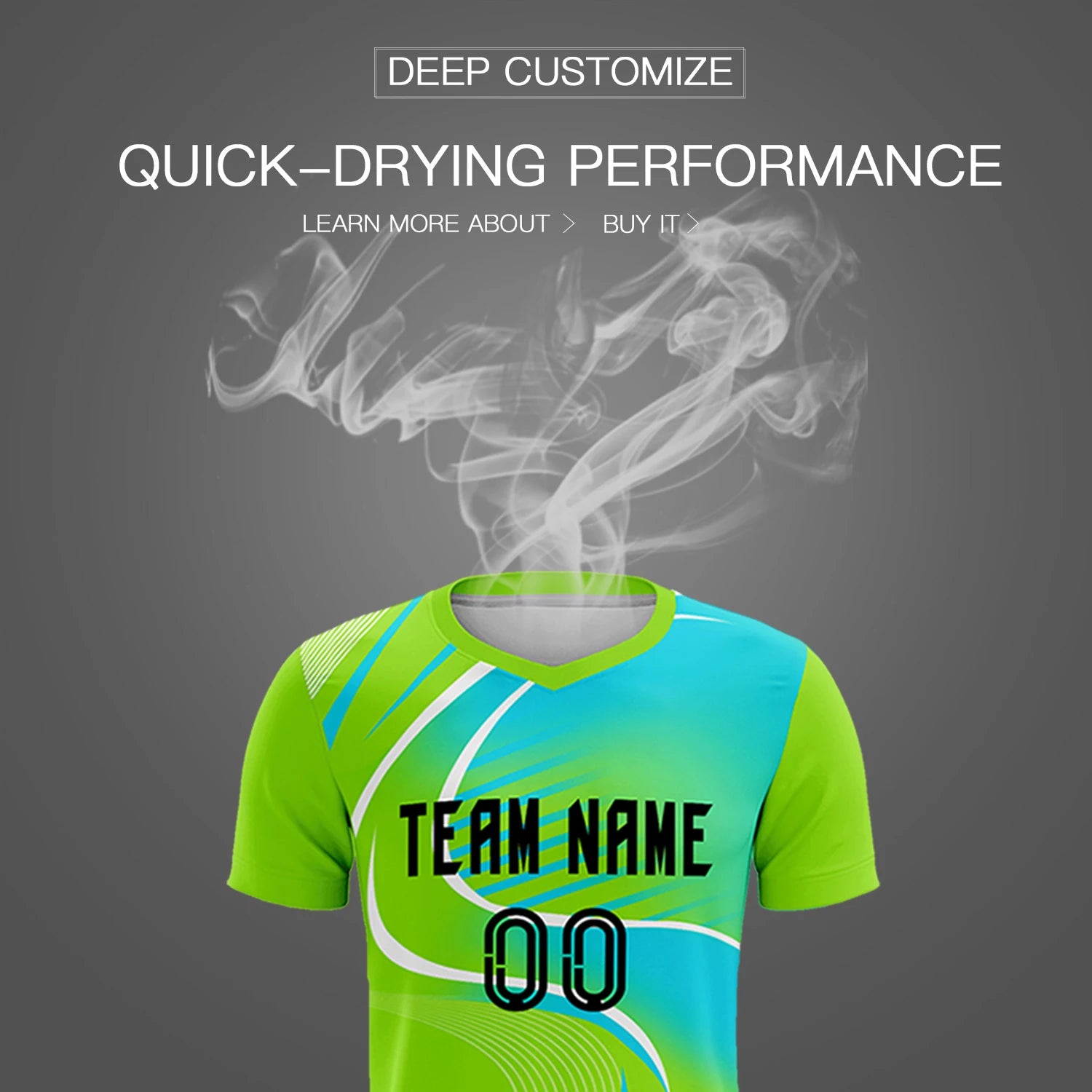 Custom Neon Green White-Sky Blue Casual Printing Sportswear Soccer Sets Jersey