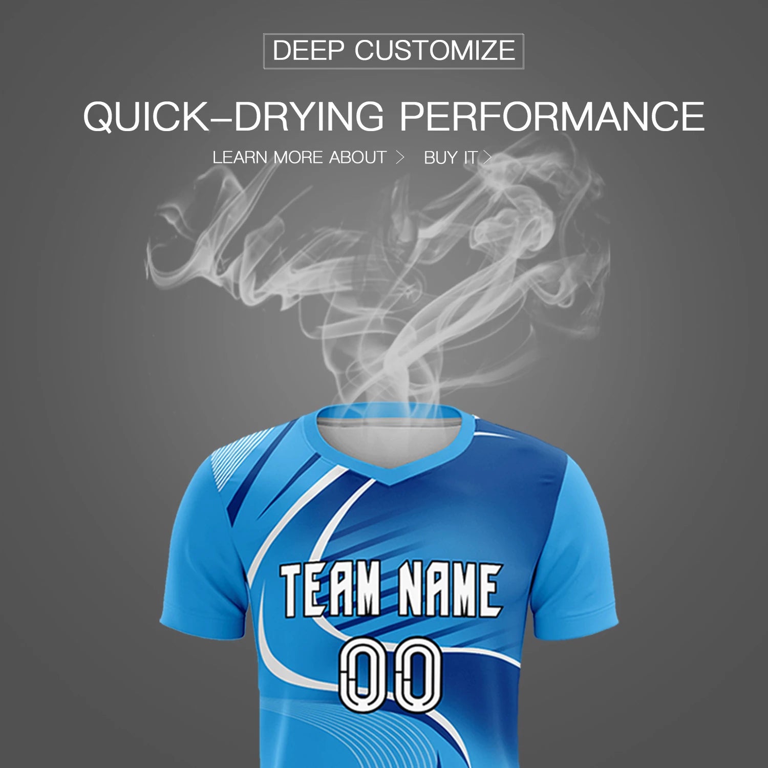 Custom Powder Blue White-Navy Casual Printing Sportswear Soccer Sets Jersey