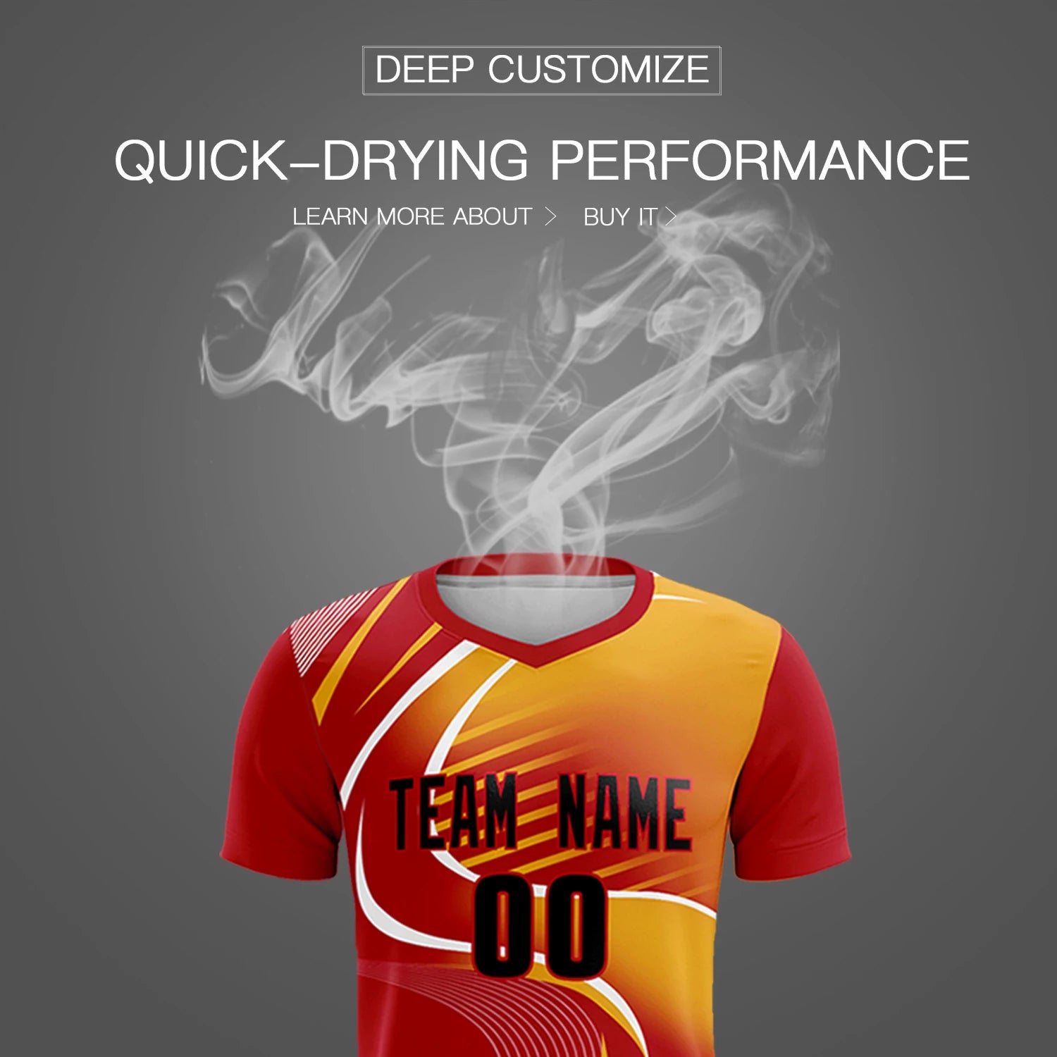 Custom Red White-Yellow Casual Printing Sportswear Soccer Sets Jersey