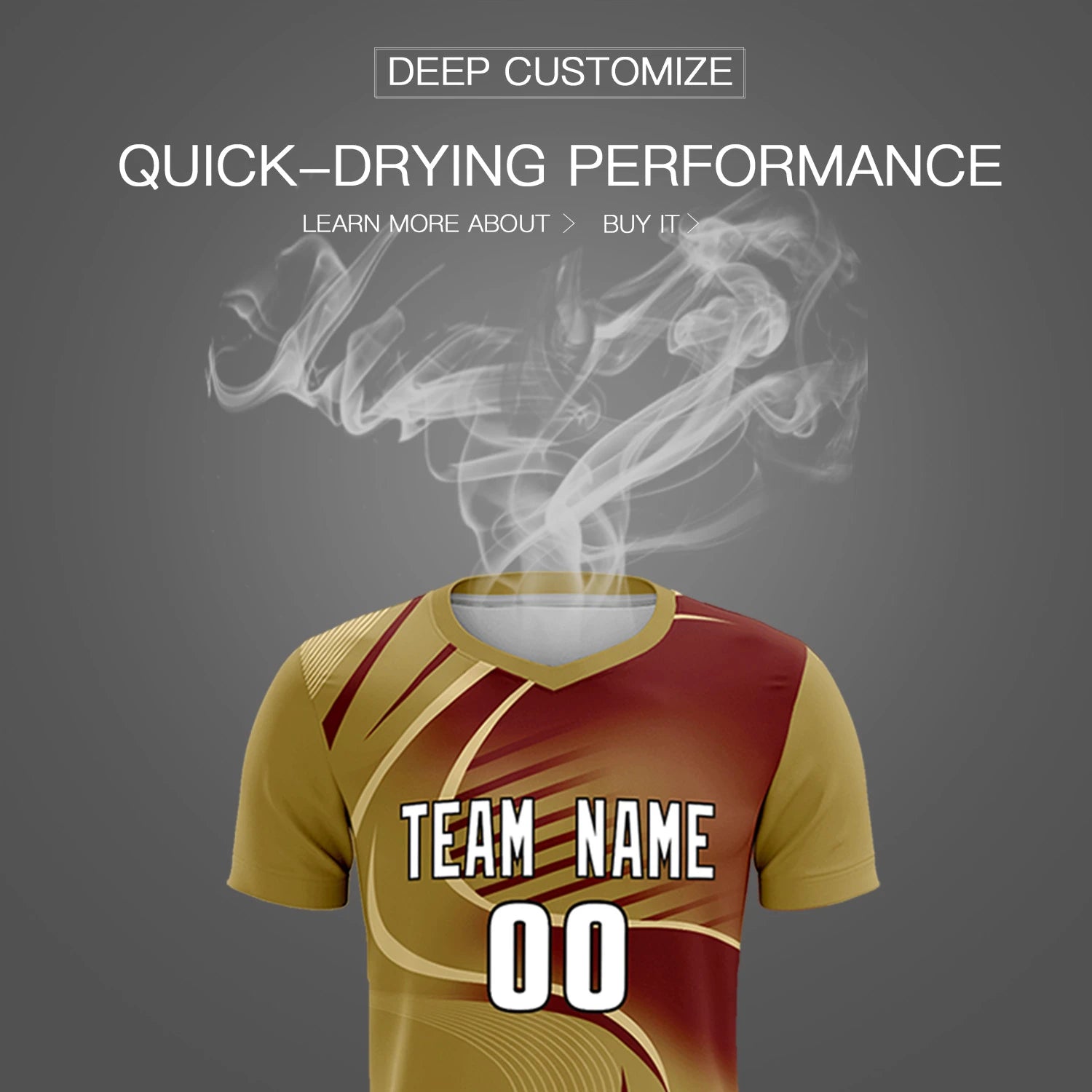 Custom Old Gold Khaki-Crimson Casual Printing Sportswear Soccer Sets Jersey