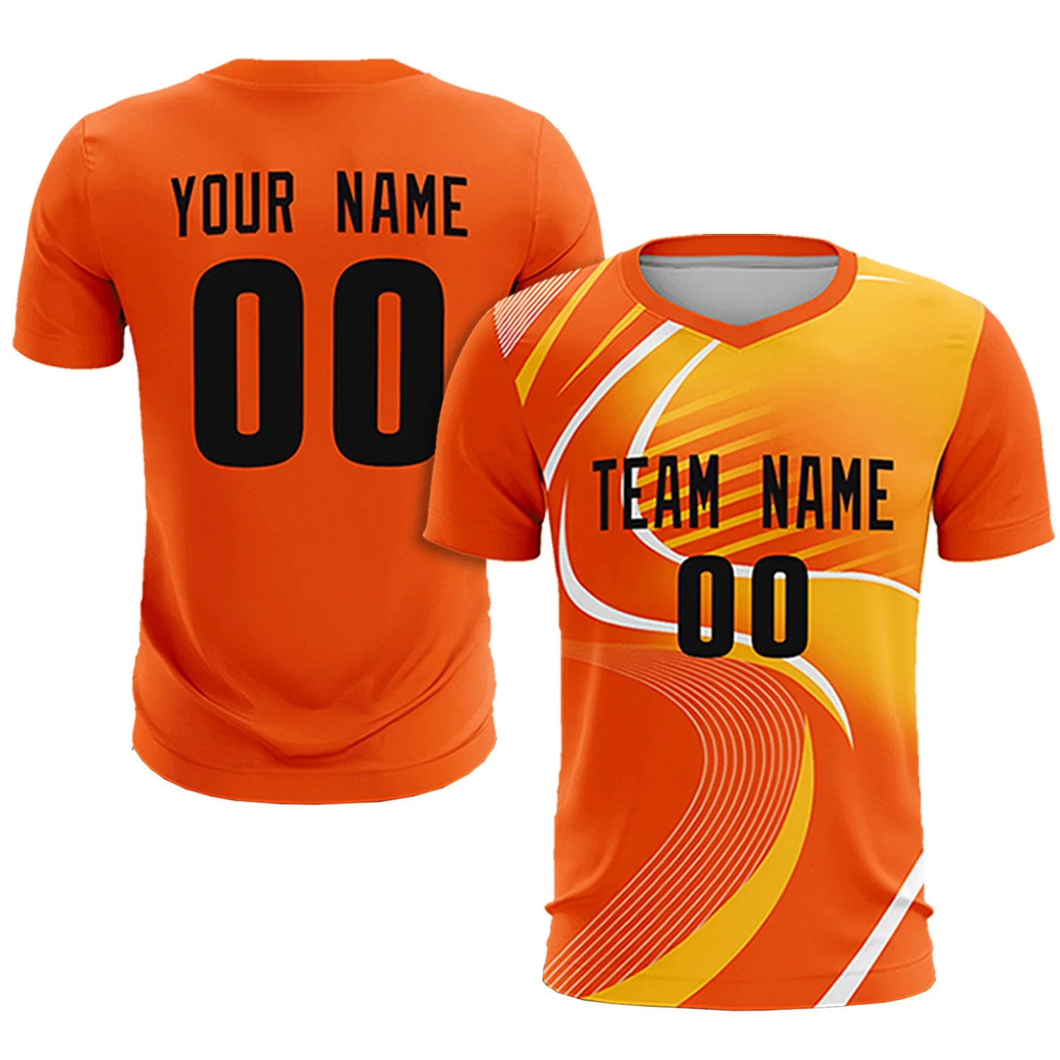 Custom Orange White-Yellow Casual Printing Sportswear Soccer Sets Jersey