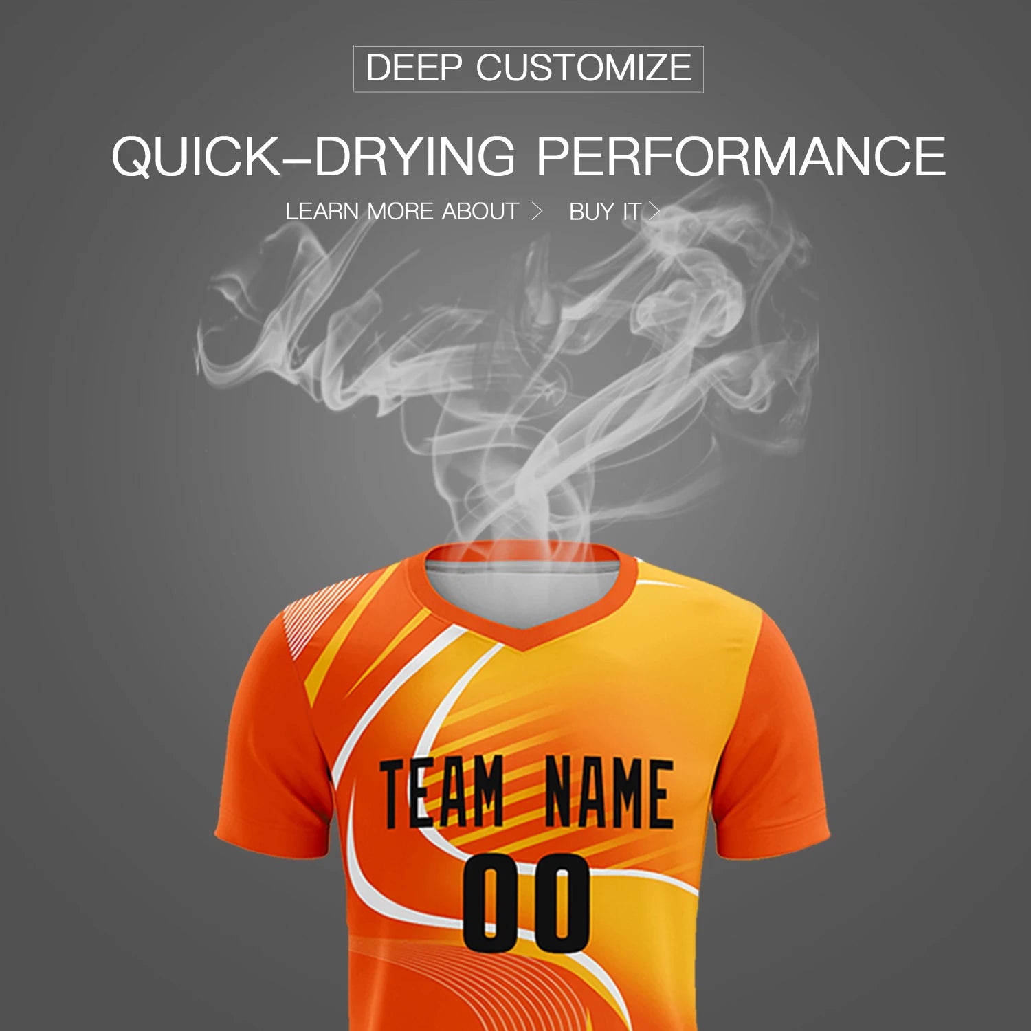 Custom Orange White-Yellow Casual Printing Sportswear Soccer Sets Jersey