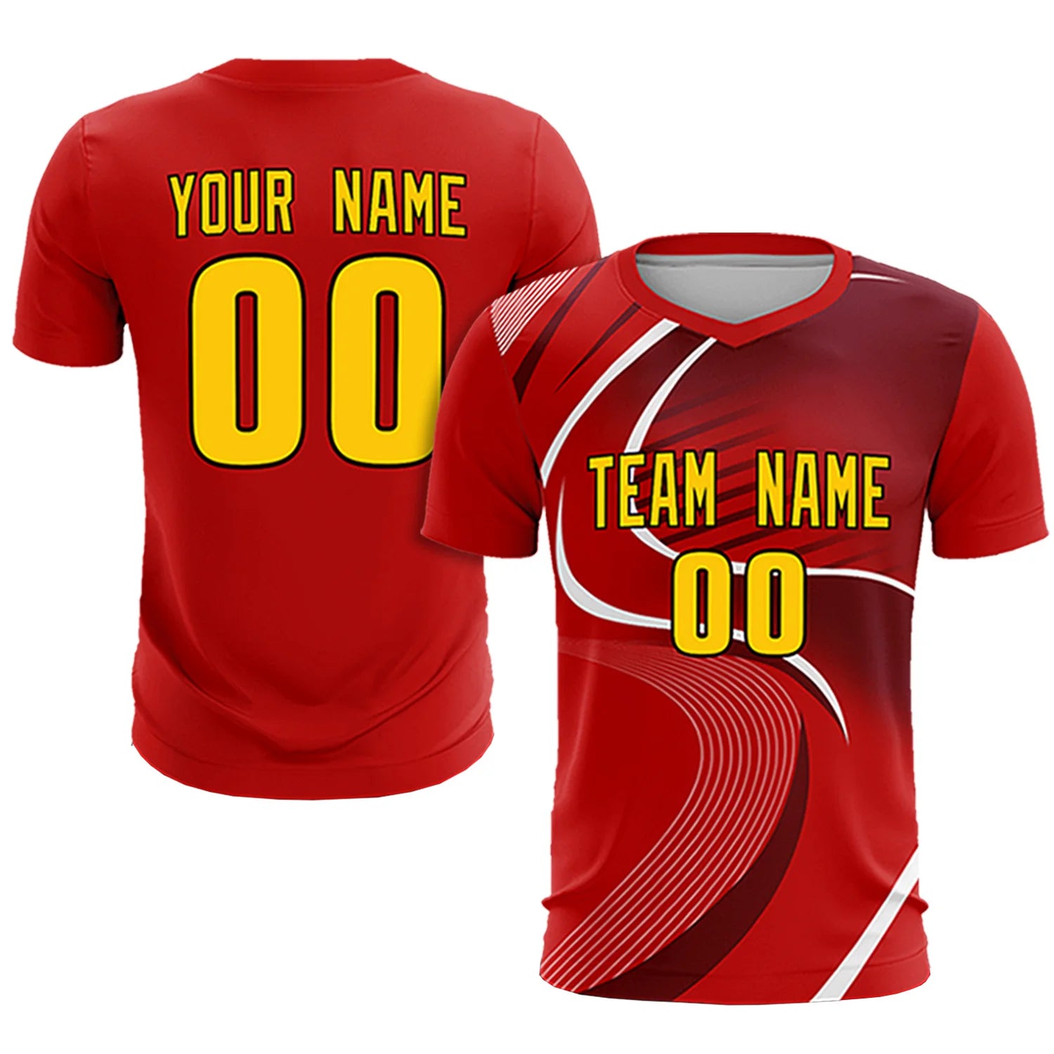 Custom Red White-Crimson Casual Printing Sportswear Soccer Sets Jersey