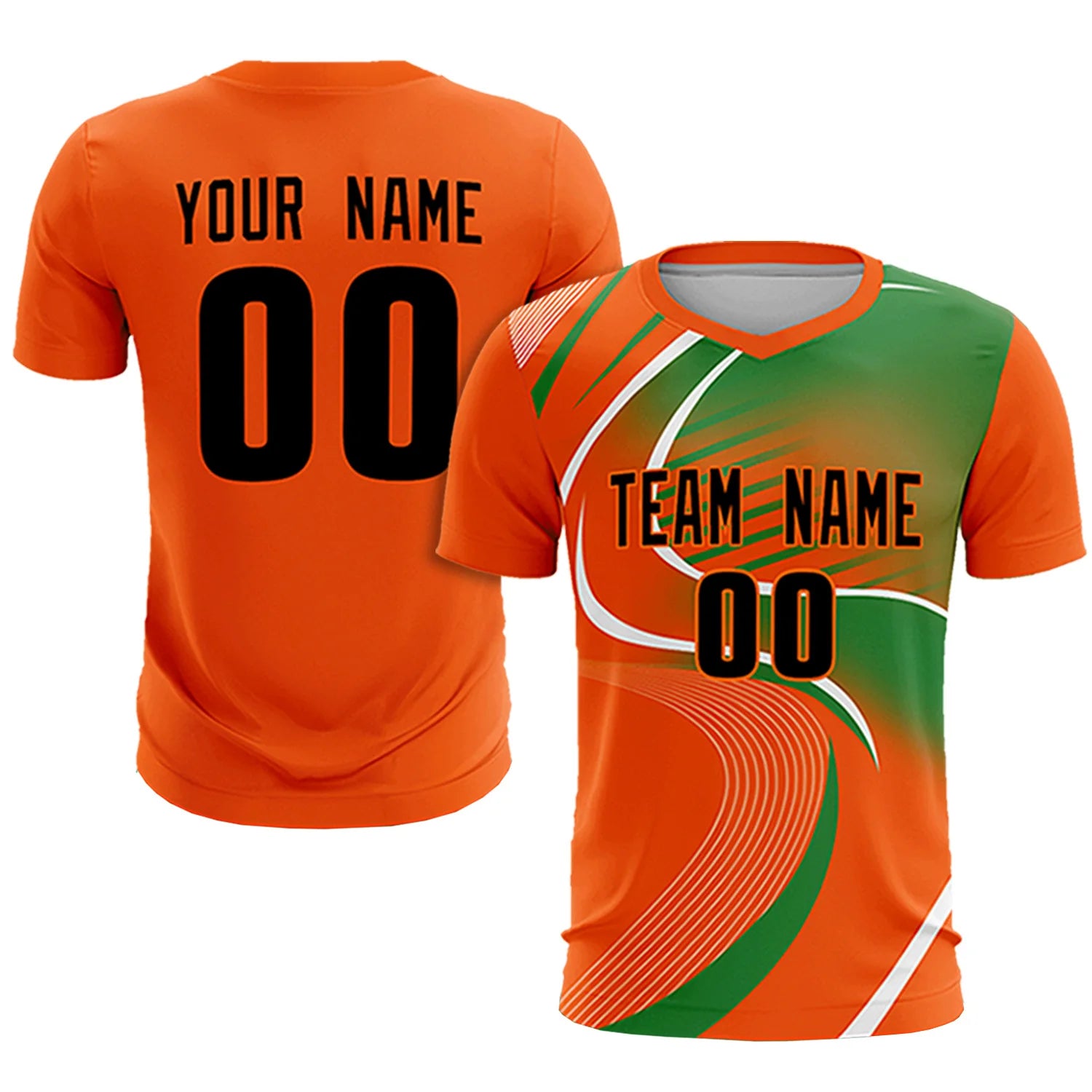 Custom Orange White-Kelly Green Casual Printing Sportswear Soccer Sets Jersey