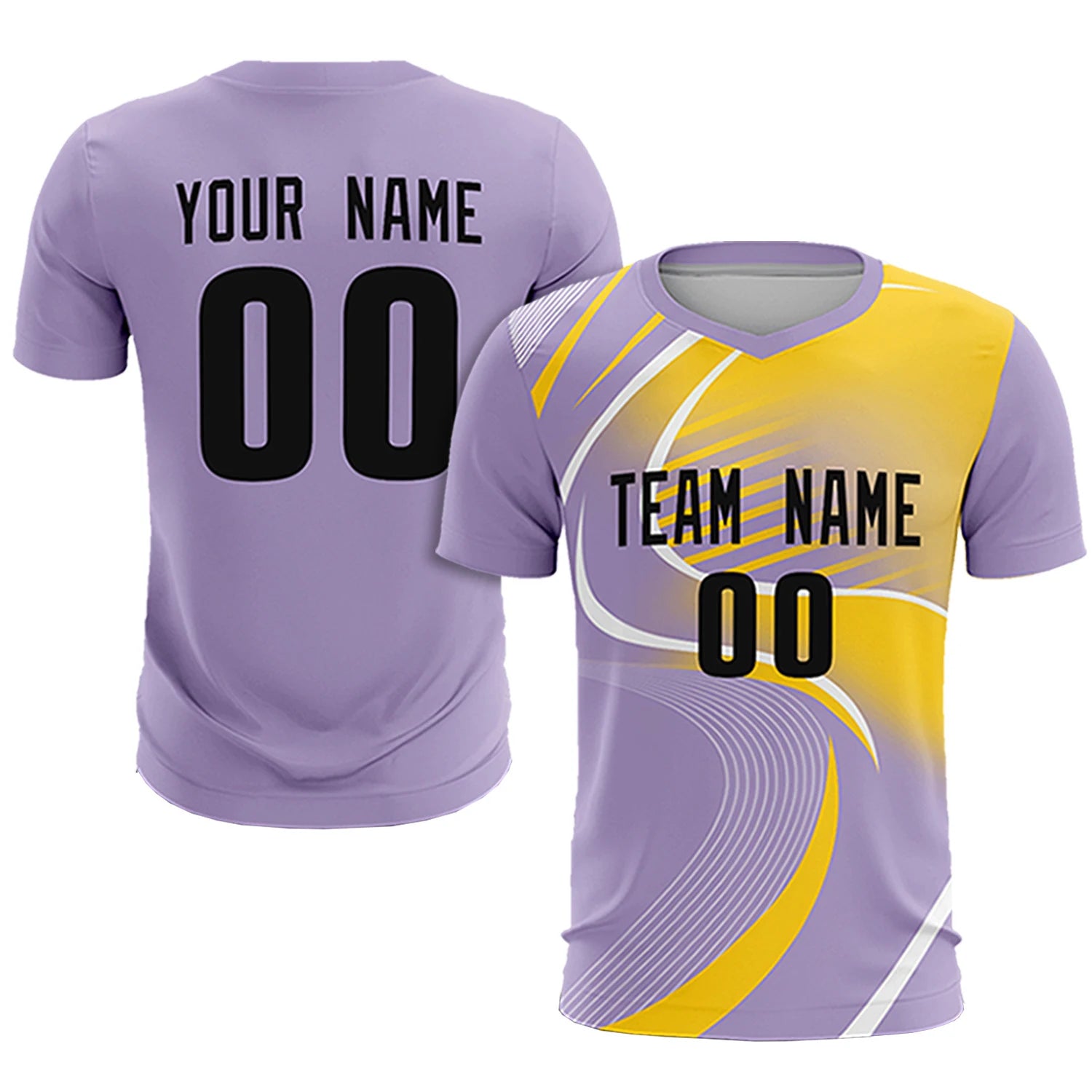 Custom Light Purple White-Gold01 Casual Printing Sportswear Soccer Sets Jersey