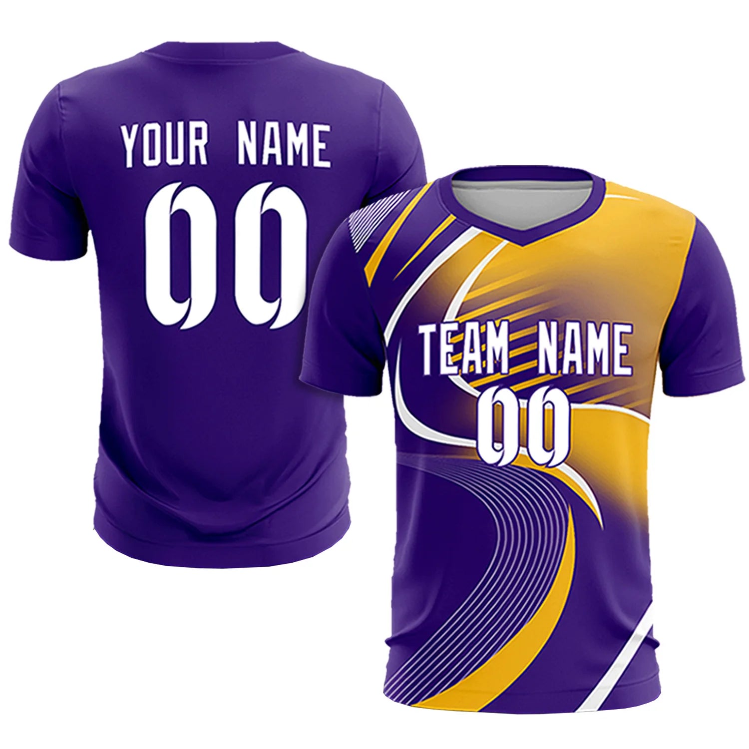 Custom Purple White-Gold01 Casual Printing Sportswear Soccer Sets Jersey