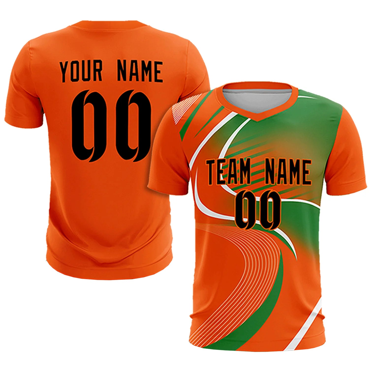 Custom Orange White-Kelly Green Casual Printing Sportswear Soccer Sets Jersey