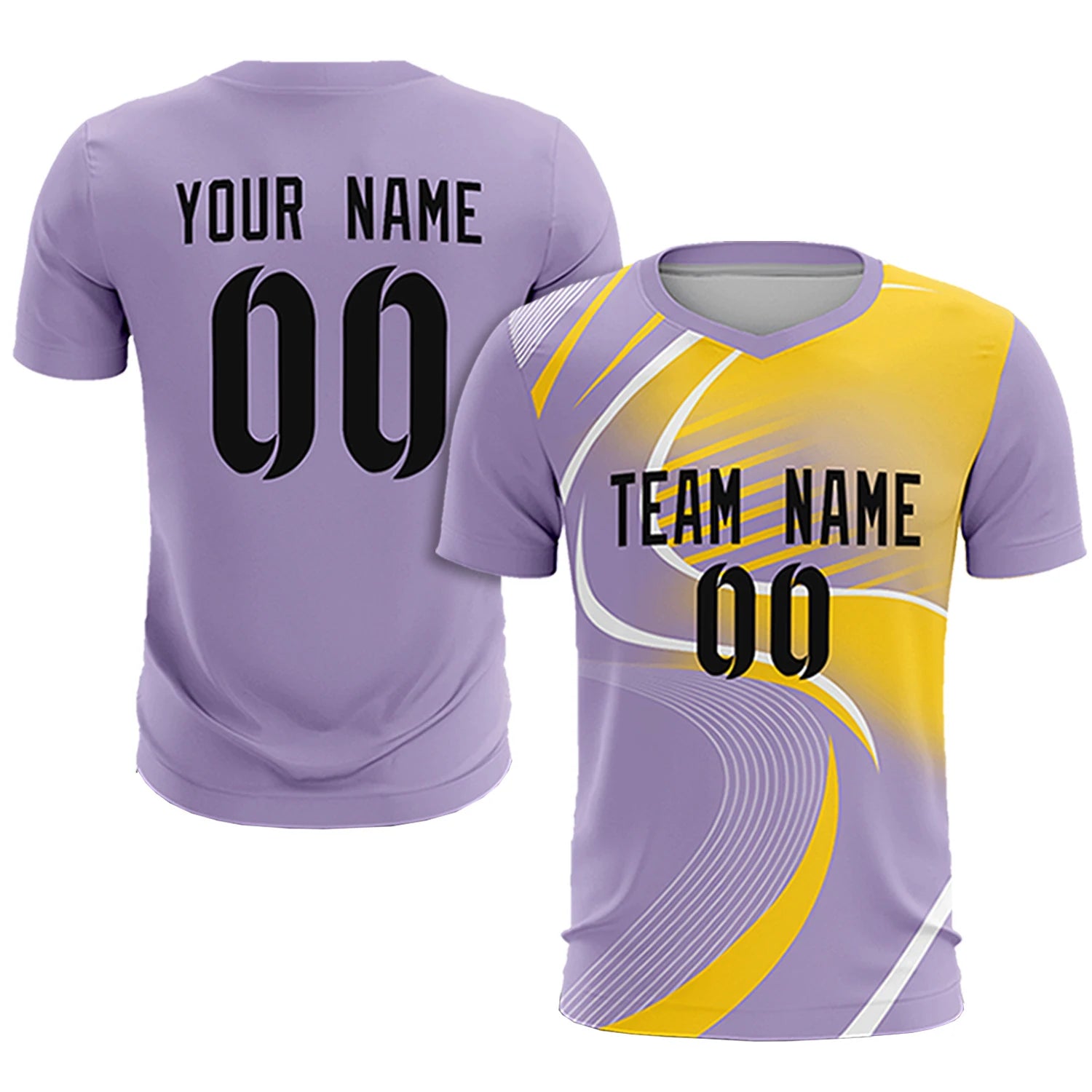 Custom Light Purple White-Gold01 Casual Printing Sportswear Soccer Sets Jersey