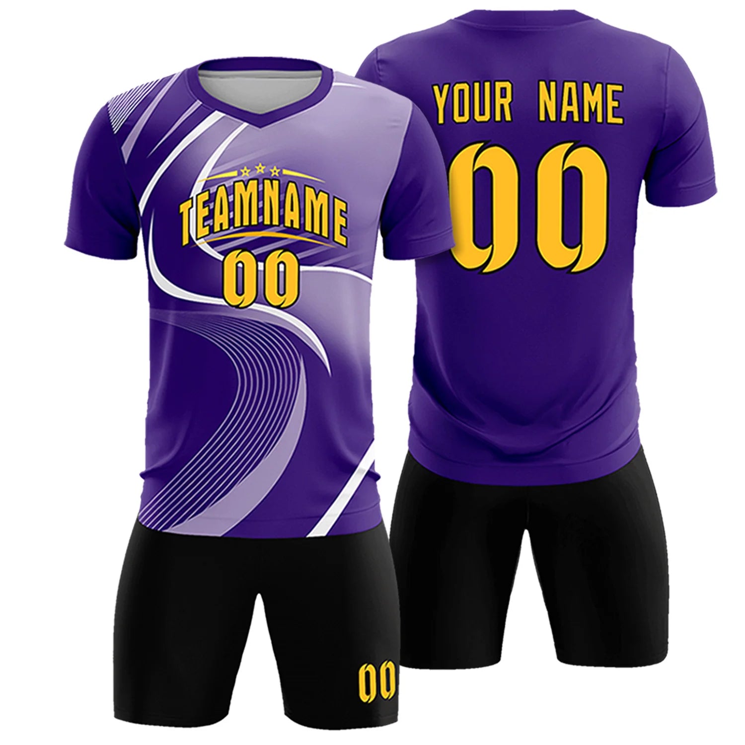 Custom Purple White-Light Purple Casual Printing Sportswear Soccer Sets Jersey