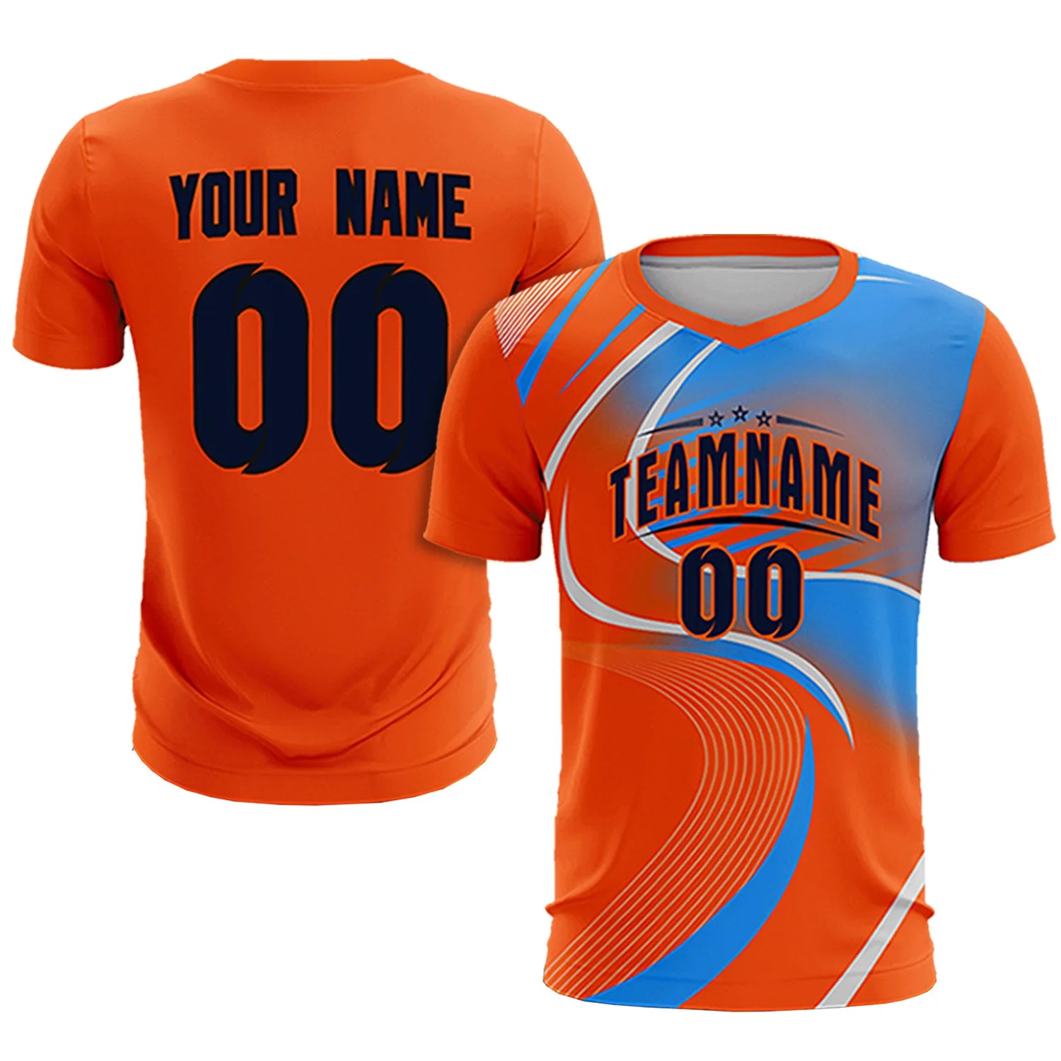 Custom Orange Gray-Light Blue Casual Printing Sportswear Soccer Sets Jersey
